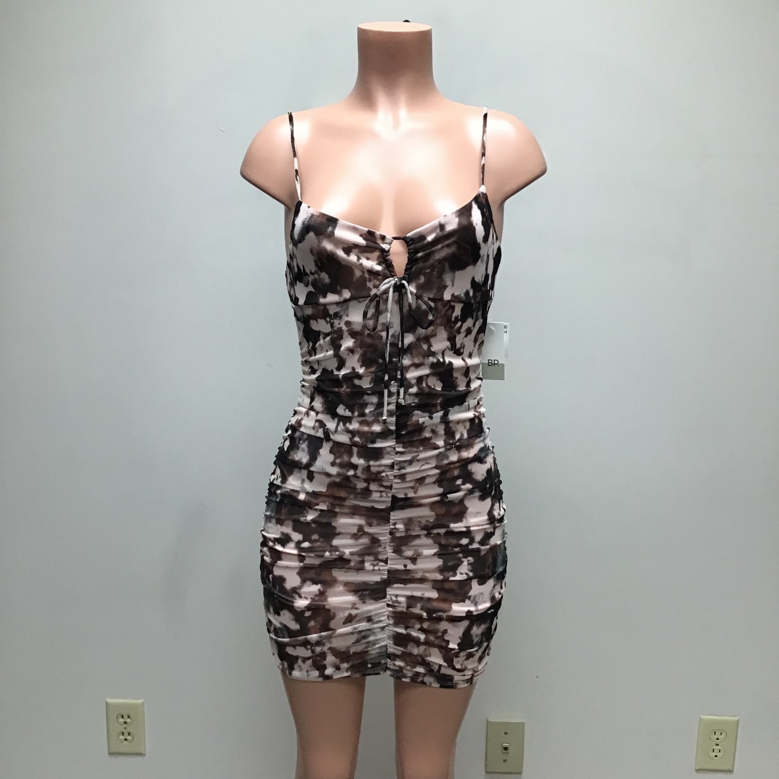 BP. Womens Pink Hero Washed Scoop Neck Sleeveless Spaghetti Strap Mini Dress S