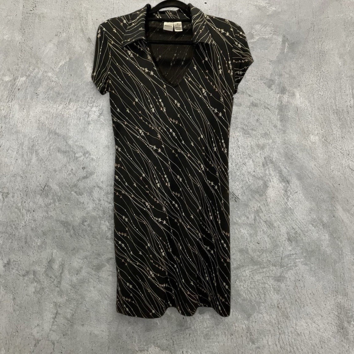 90s Whimsigoth Collared Midi Dress Size Medium M Relaxed A Line Grunge Fairy