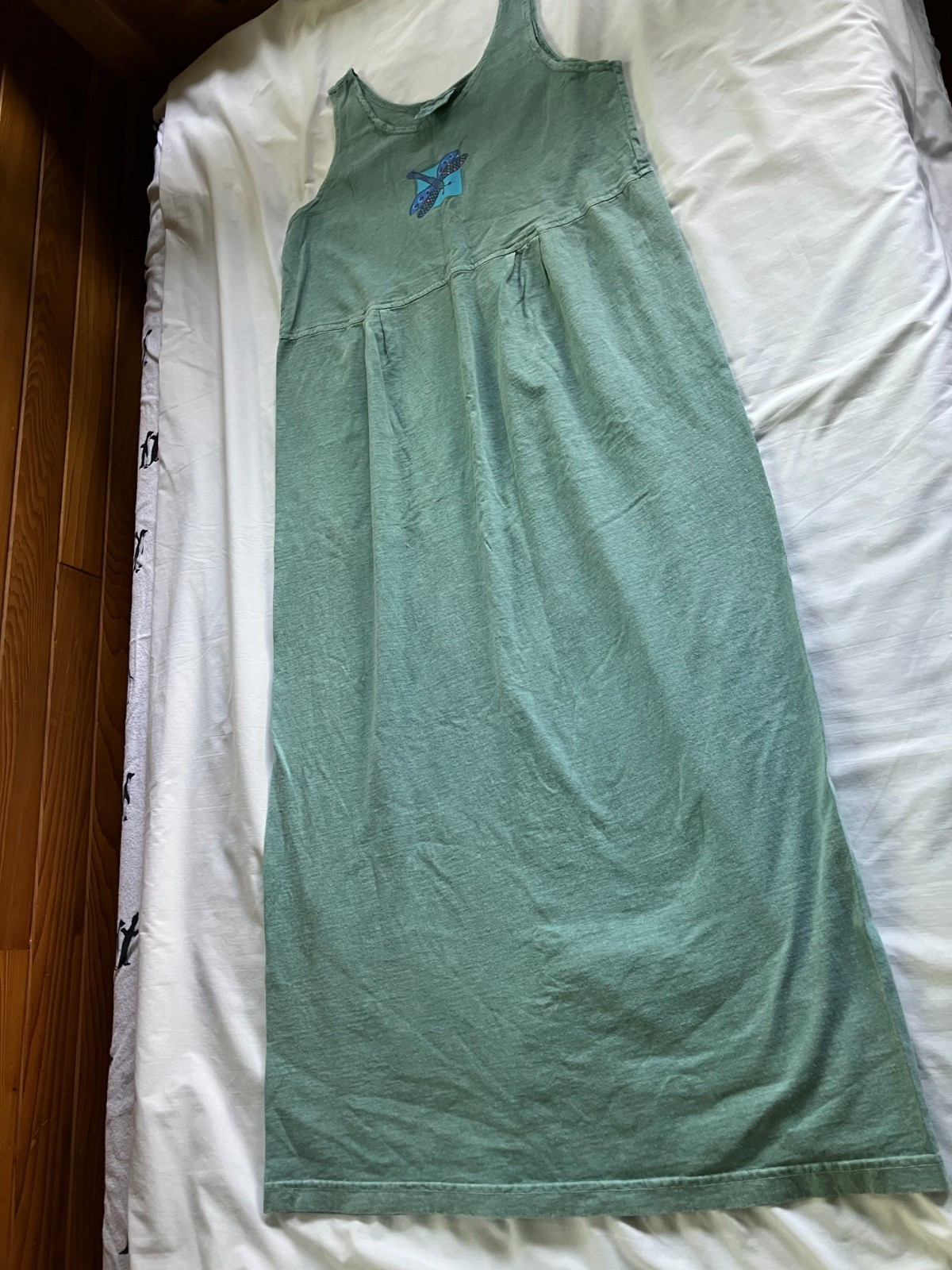 Fresh Produce Sleeveless Tank Maxi Dress Dragonfly Large 100% Cotton Made in USA