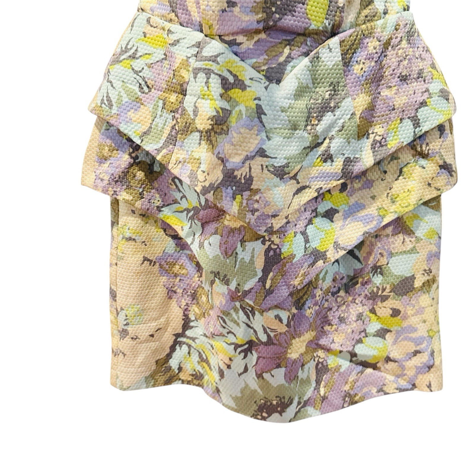 Zimmermann Strapless Peplum Dress Size AU/UK 1 US 00 Mini Pastel Floral Silk