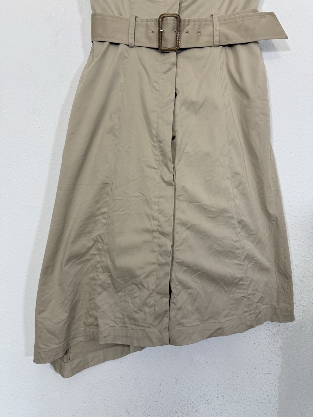 Banana Republic Strapless Asymmetrical Utility Trench Dress 6P Tan Belt Pockets