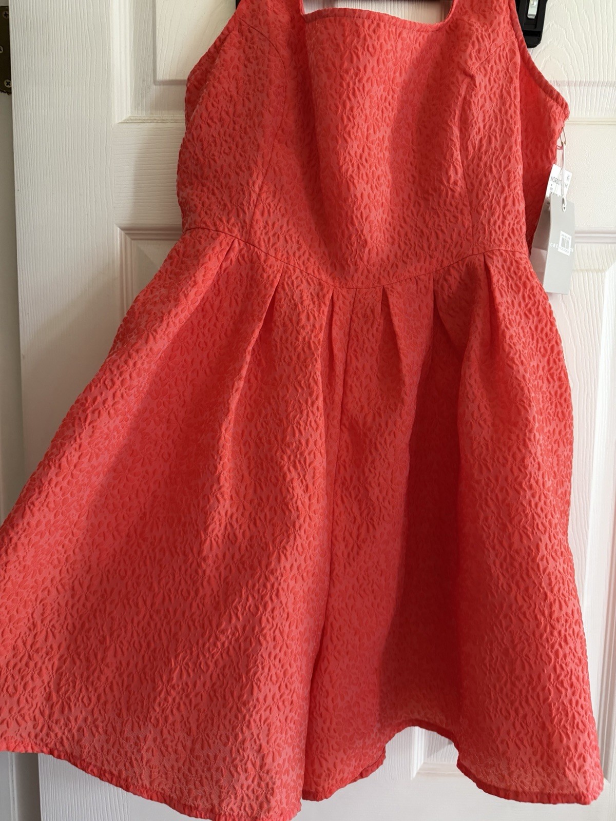 Chelsea28 Women’s Fit & Flare Romper Coral Square Neck Sleeveless Lined Short M