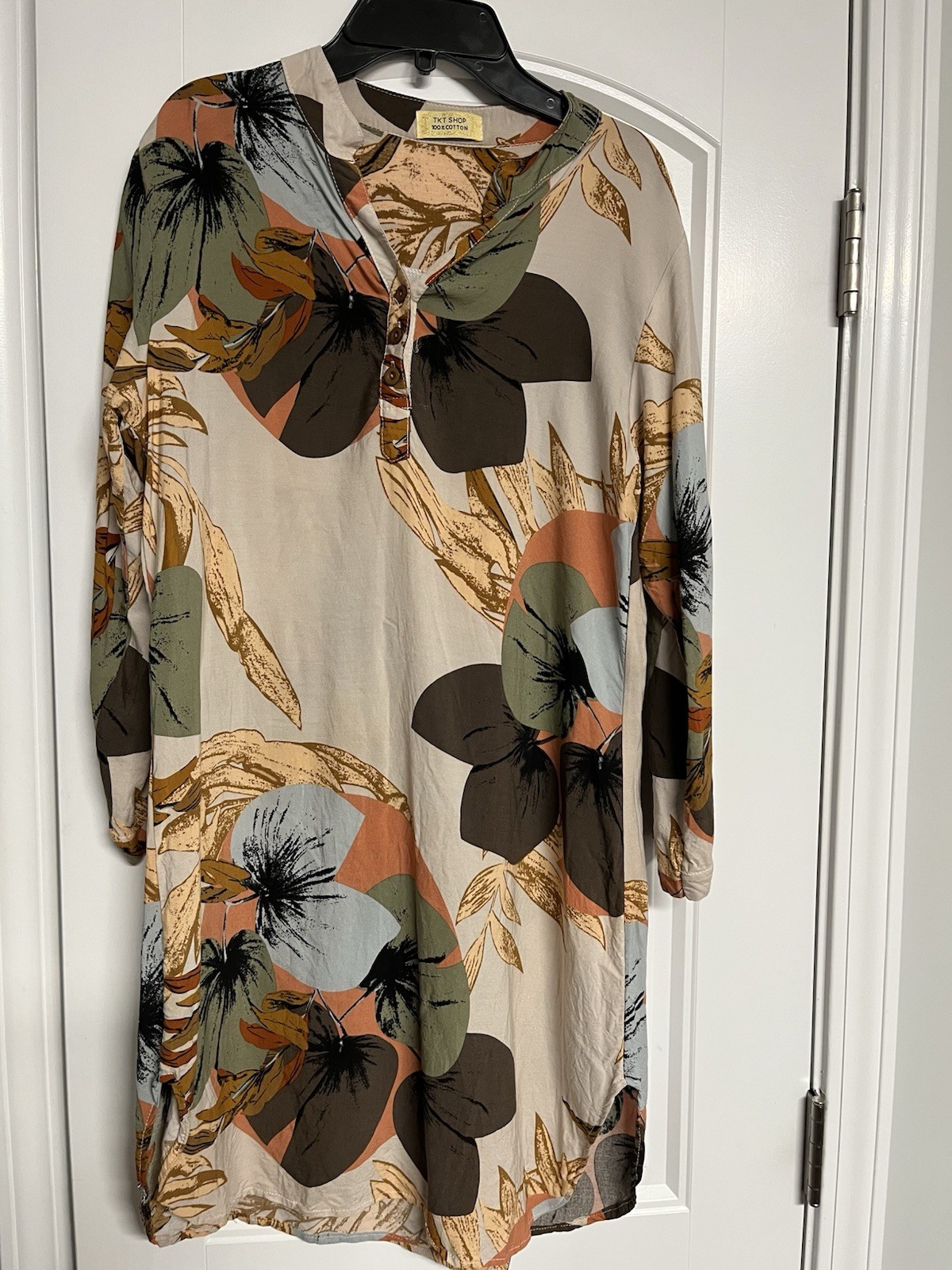 TKT SHOP MULTICOLOR THIN Beach Dress THIN LIGHTWEIGHT SHIRT DRESS 36 Bust EUC