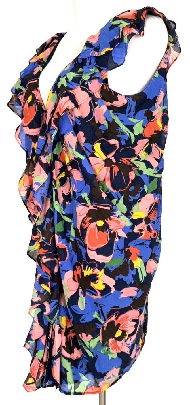 H&M Womans Size 12 Dress Sheath Floral Sleeveless Ruffles Midi Hook Eye Classic