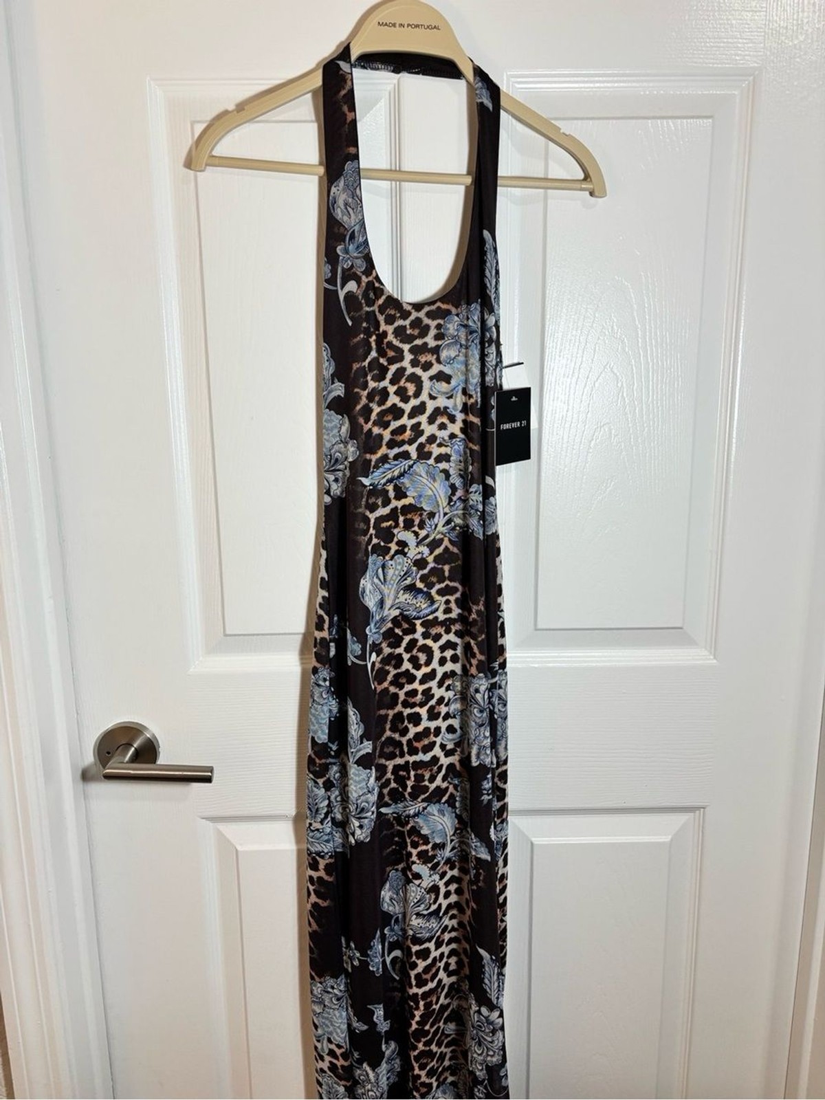 NWT S/XS Forever 21 Maxi Tank Dress in Brown Leopard Floral Print y2k style