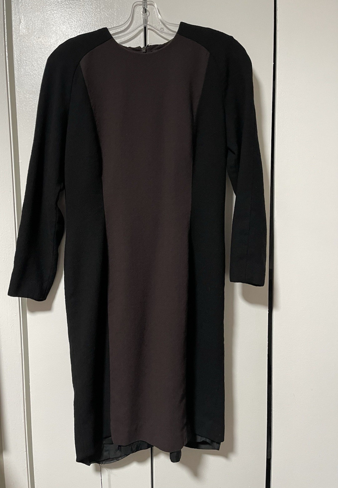 Vintage Linda Allard Ellen Tracy Colorblock Wool Long Sleeve Lined Dress Sz 6