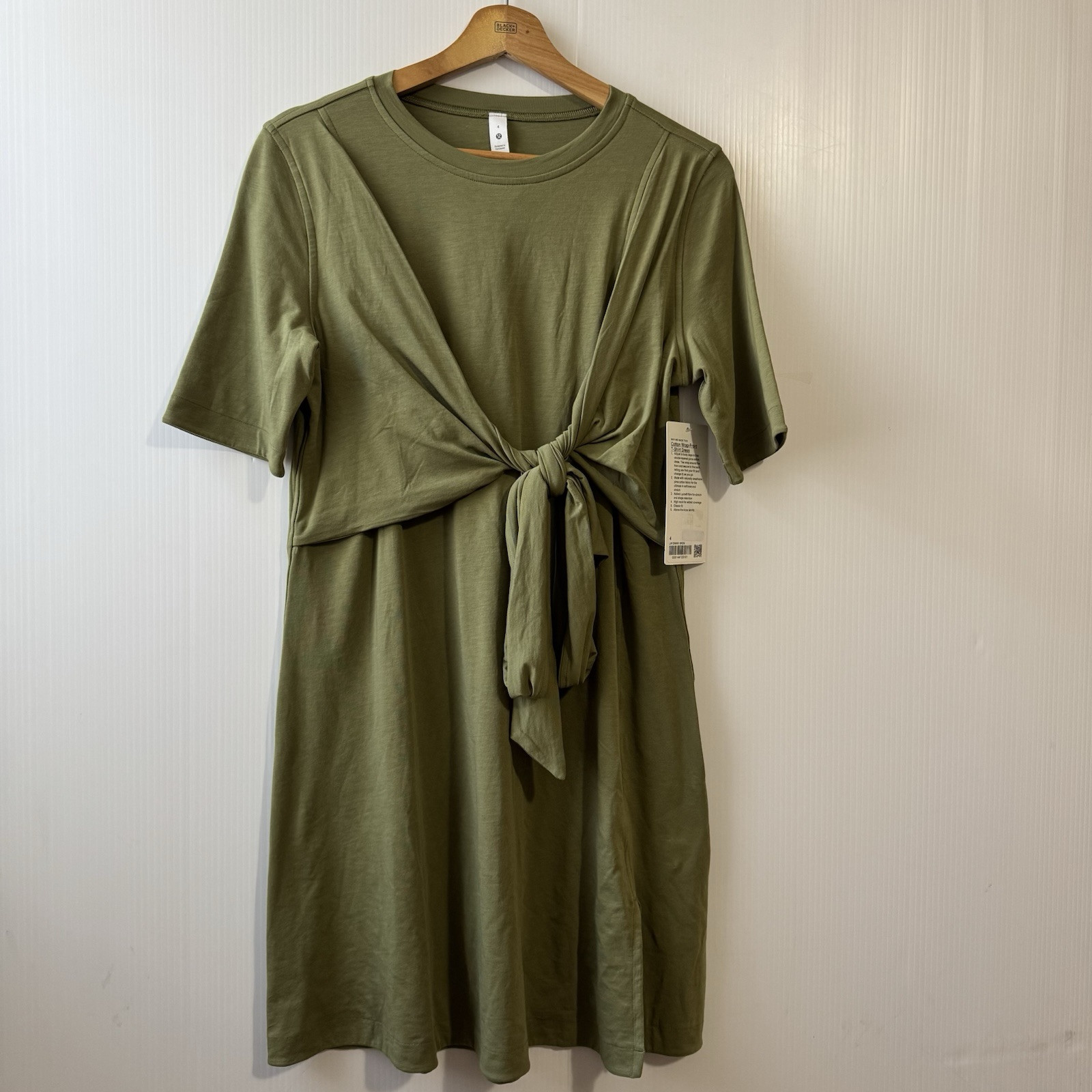 NEW Lululemon Cotton Wrap-Front T-Shirt Dress Pima Cotton Olive Green Women’s 4