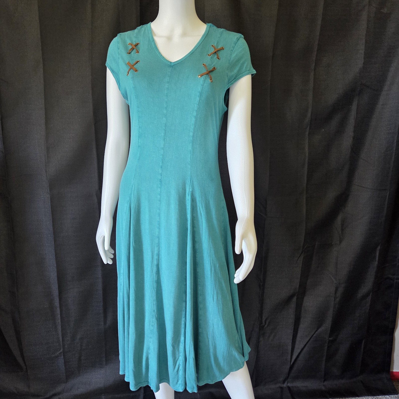 Back In The Saddle Womens Western Prairie Maxi Turquoise Dress W/ Suede Detail