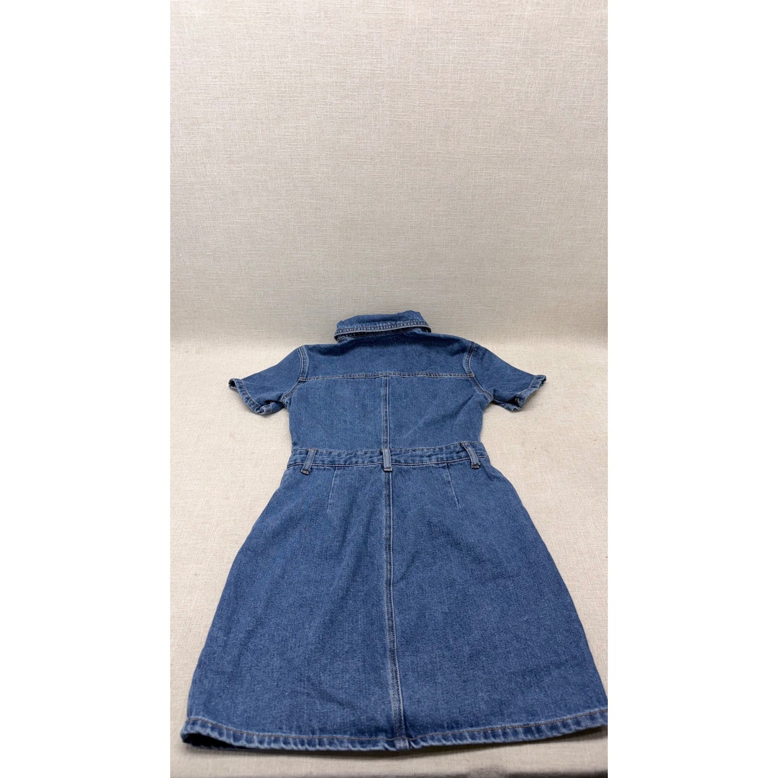 Forever 21 Medium Wash Denim Mini Dress Short Sleeve Size XS Blue Button Up