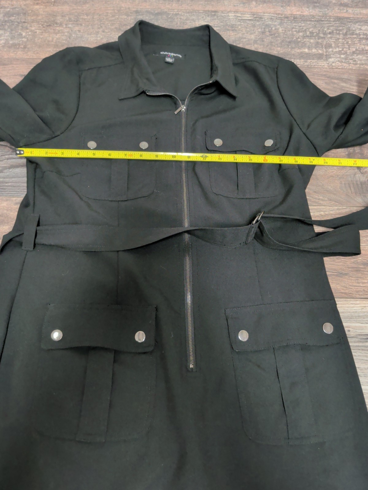 Sharagano Dress Womens 14 Black Casual Belted Pockets