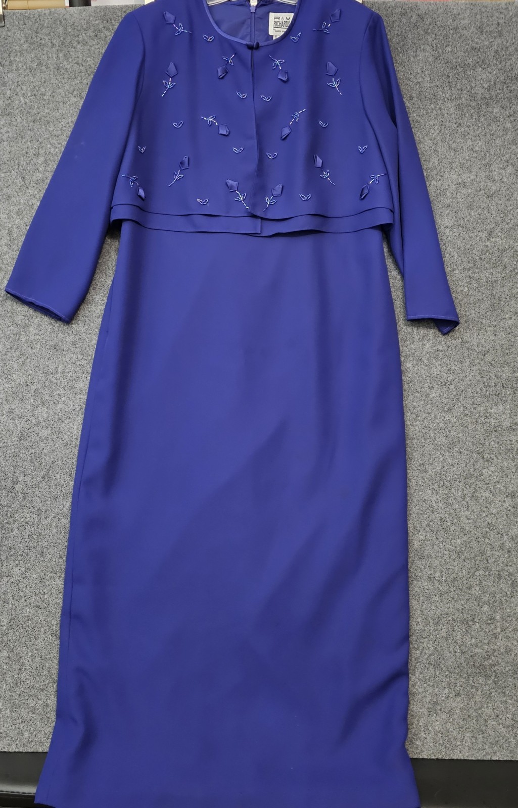 R&M Richards Karen Kwong Women’s 1-Piece Formal Dress Jacket Set Size 14 Purple