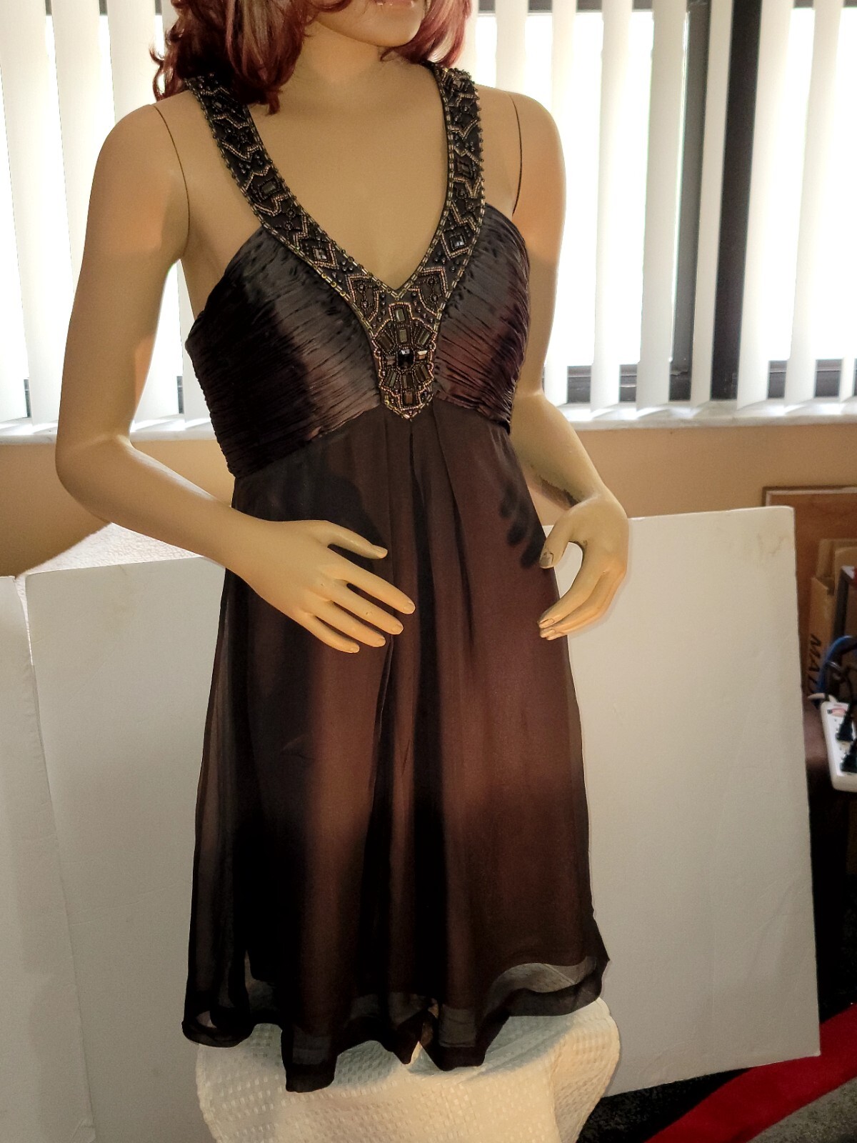 Paid $499 Sue Wong Nocturne Beaded Jeweled Smokey Grey Silk Ombre Dress Size 6