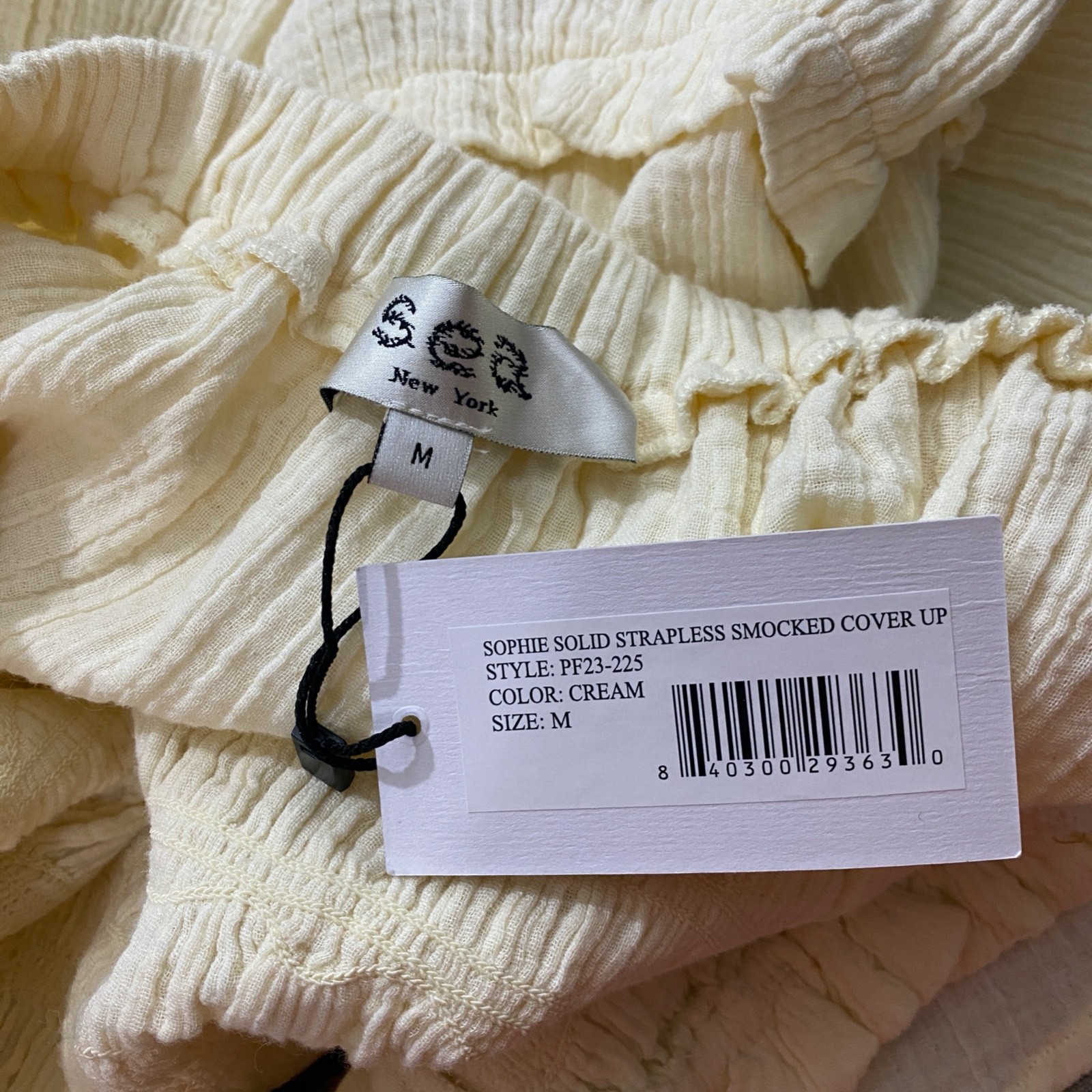 Sea New York Sophie Solid Strapless Smocked Cover Up Bodice Dress Womens M Cream