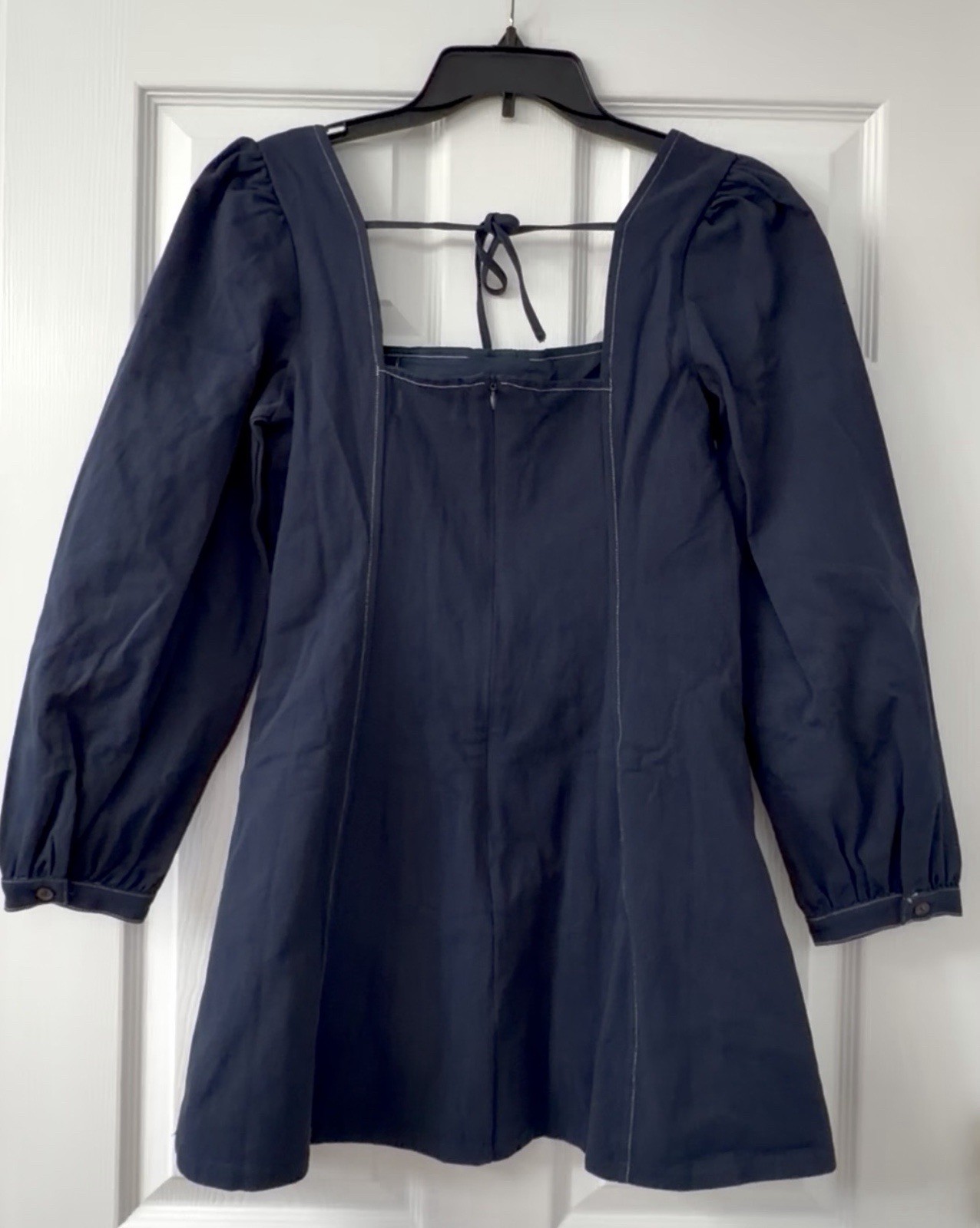 DArk~ Blue Denim Square Neck Puff Sleeve Mini Dress. None Stretch M