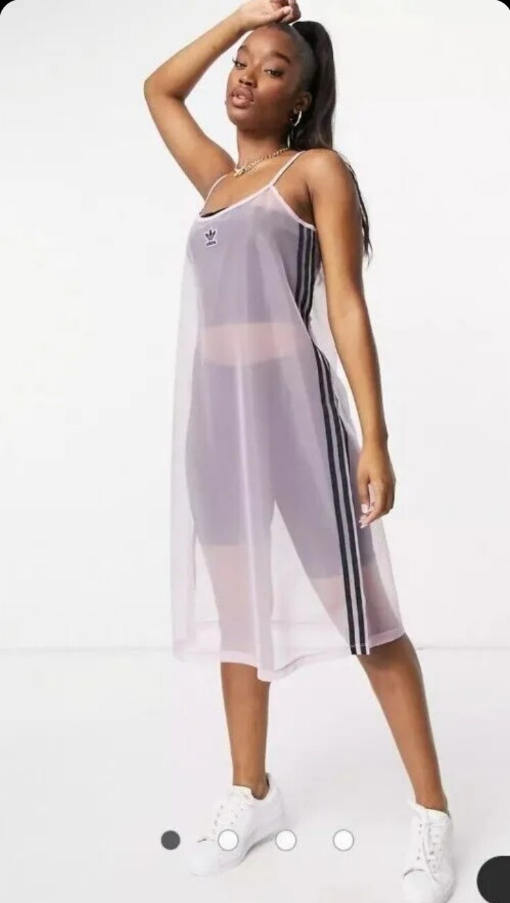 Adidas Original Lilac Sheer Mesh Shift Festival Dress Size UK Size 6 New