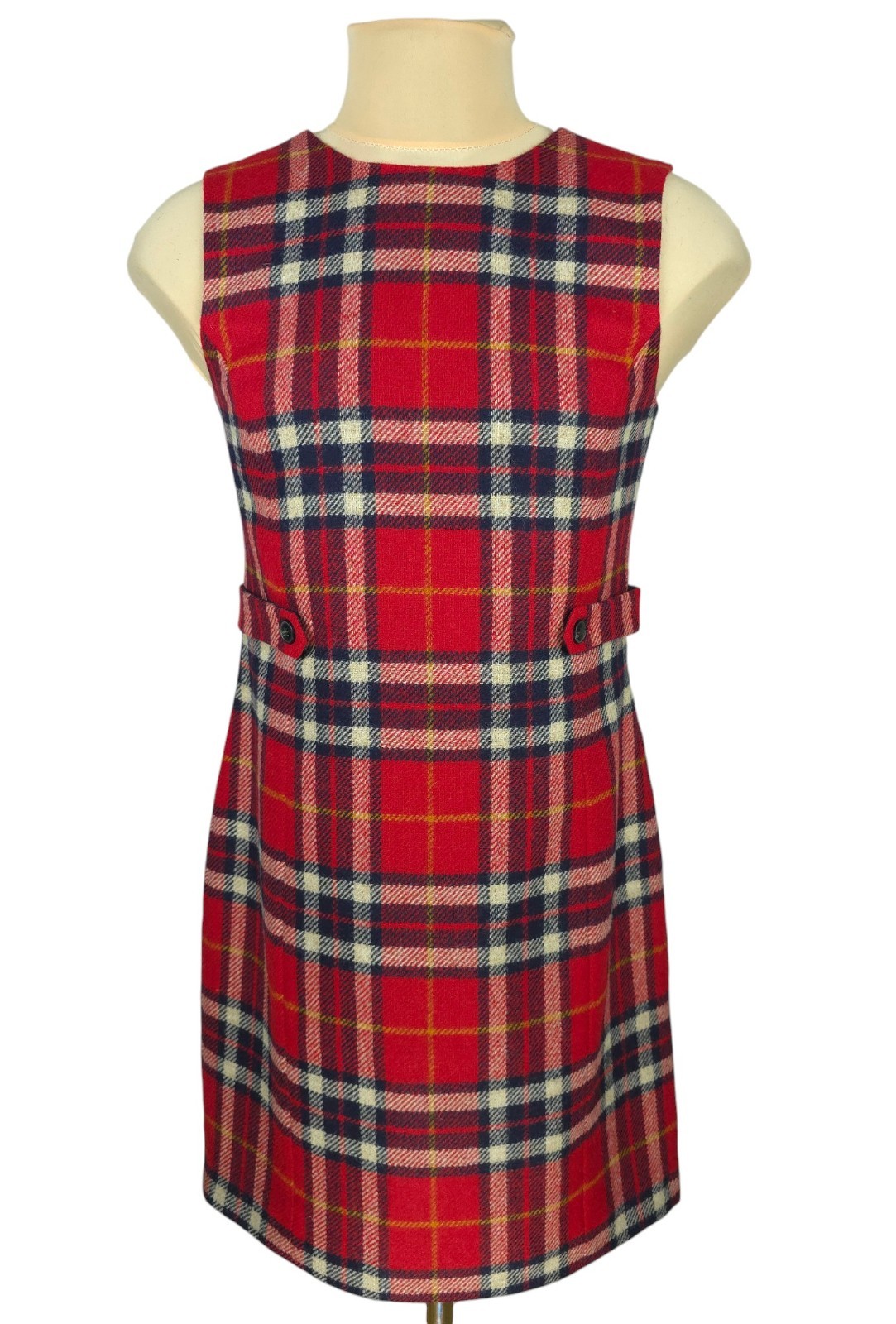Hobbs Moon Red Wool Tartan Check Tweed Dress Size UK 10 / US 6 (S)