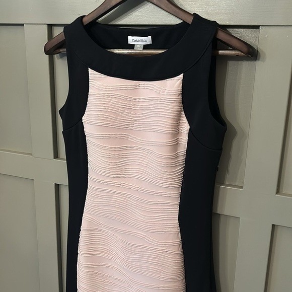 Calvin Klein Career Workwear Dress Black & Nude Textured Panel Size 4