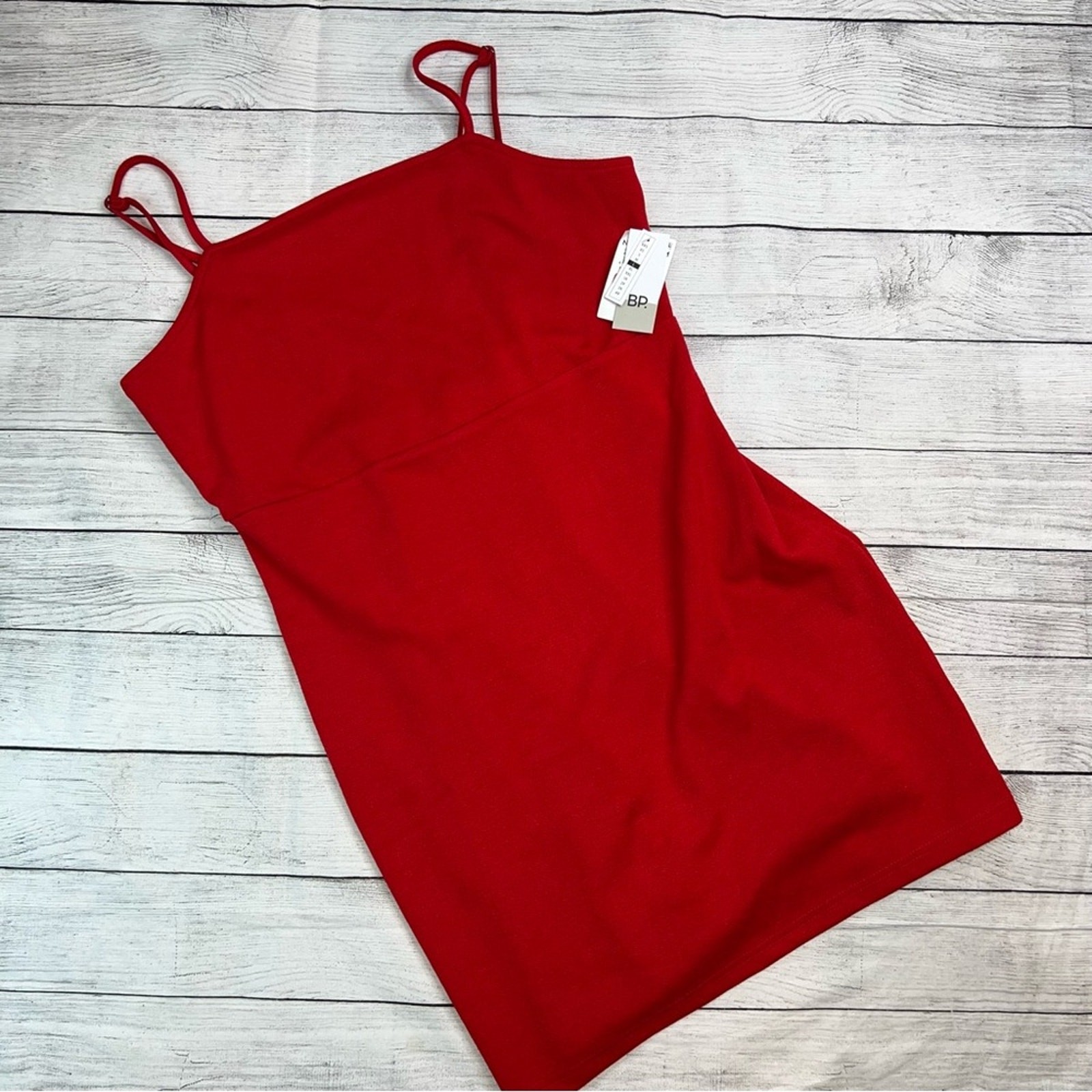 BP NWT Red Mini Dress with Strappy X Back with Stretch Size Large