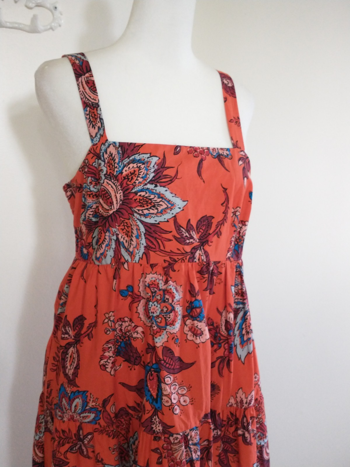 Rhode For Target Orange Boho Block Print Cotton Maxi Dress S