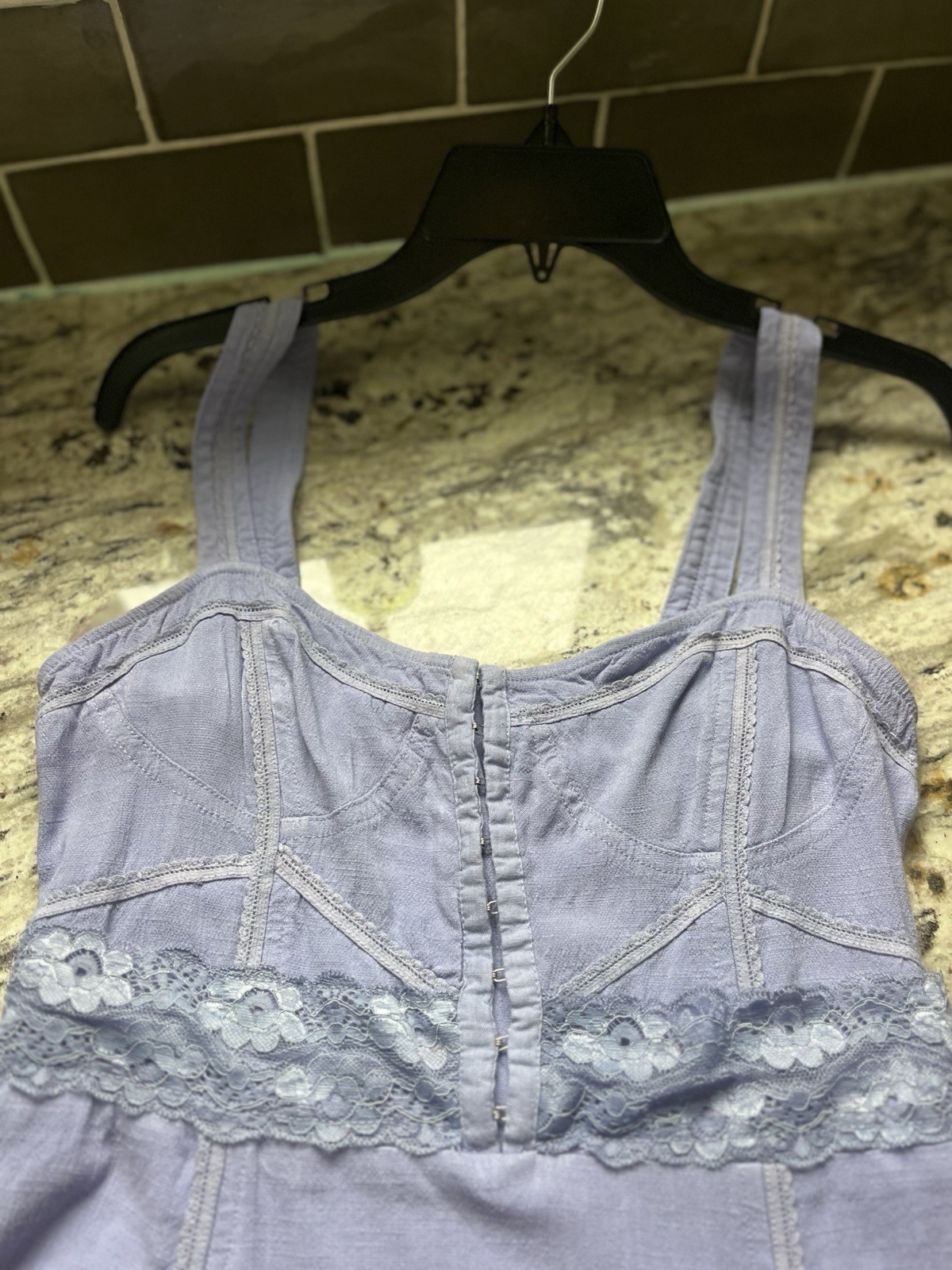 Free People Intimately Dress Size Small Periwinkle With Lace Trim Hook & Eye