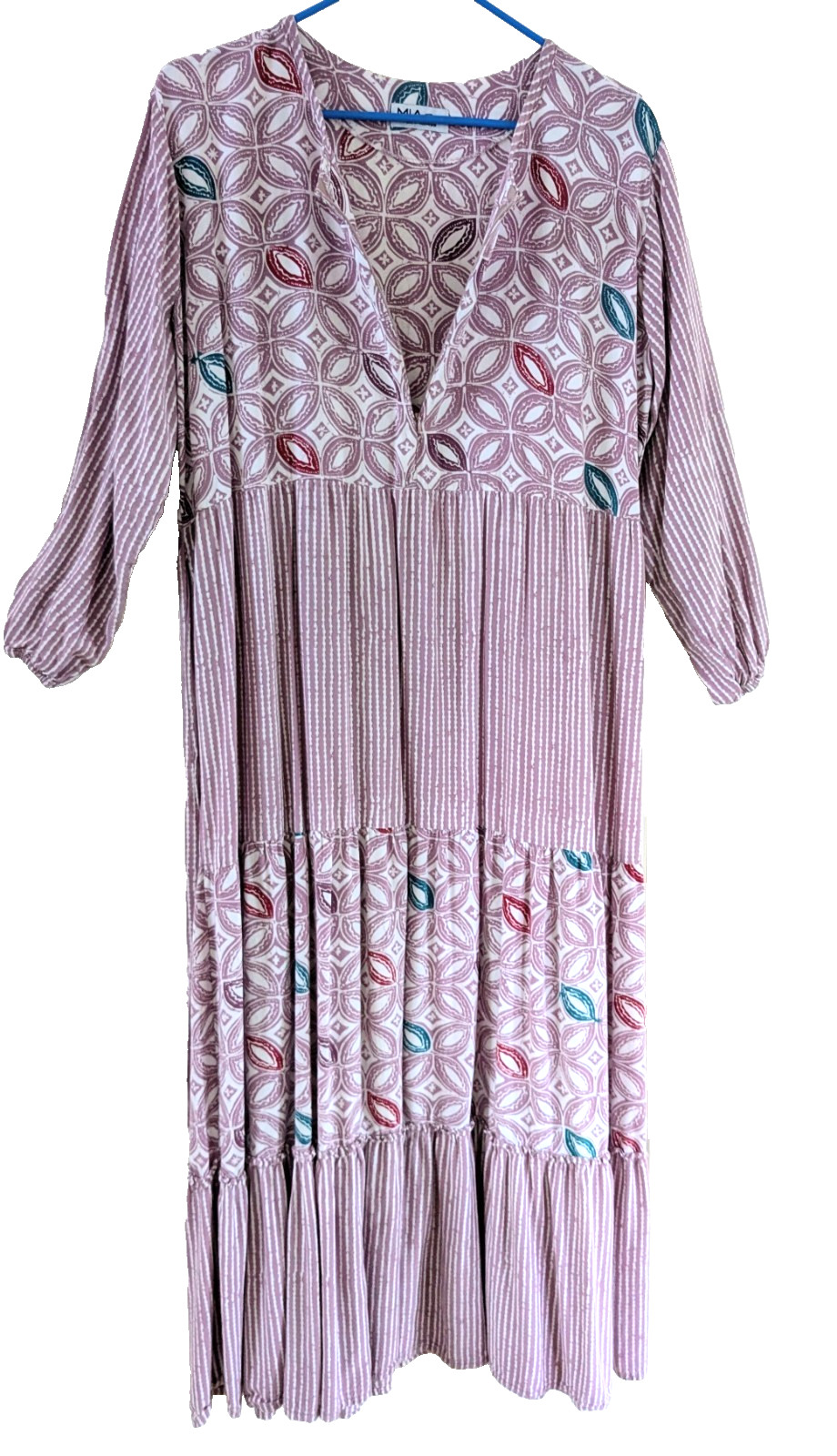 Mia Batik Indonesia SZ XL Women’s Maxi Boho Tiered Batik Lounge Robe Boho Dress