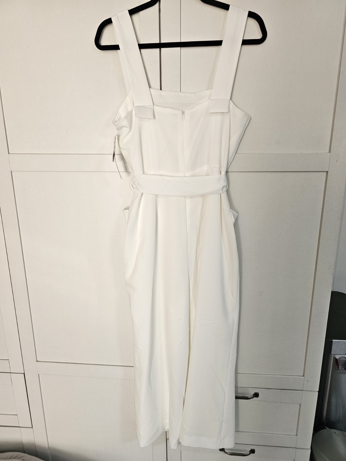 Gianni Bini Daphne Apron Jumpsuit White Ivory Wide Leg NWT Size 8 Bridal Career