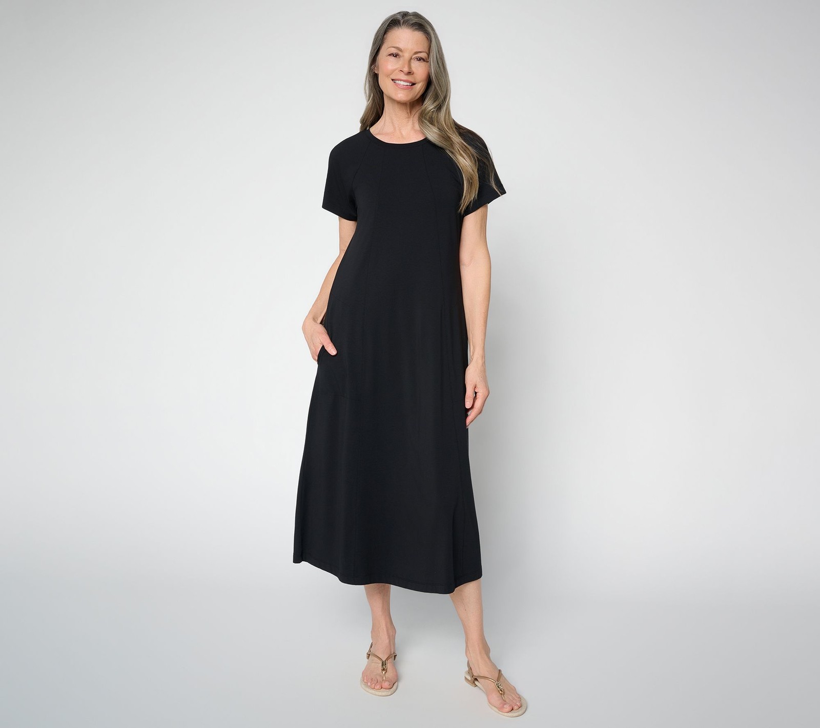 Anybody Regular Cozy Knit Jersey Knit Dress Black L New