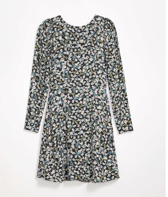 LOFT Women’s NWT Floral Puff Sleeve Flare Dress – Deep Bottle Green – Size 6