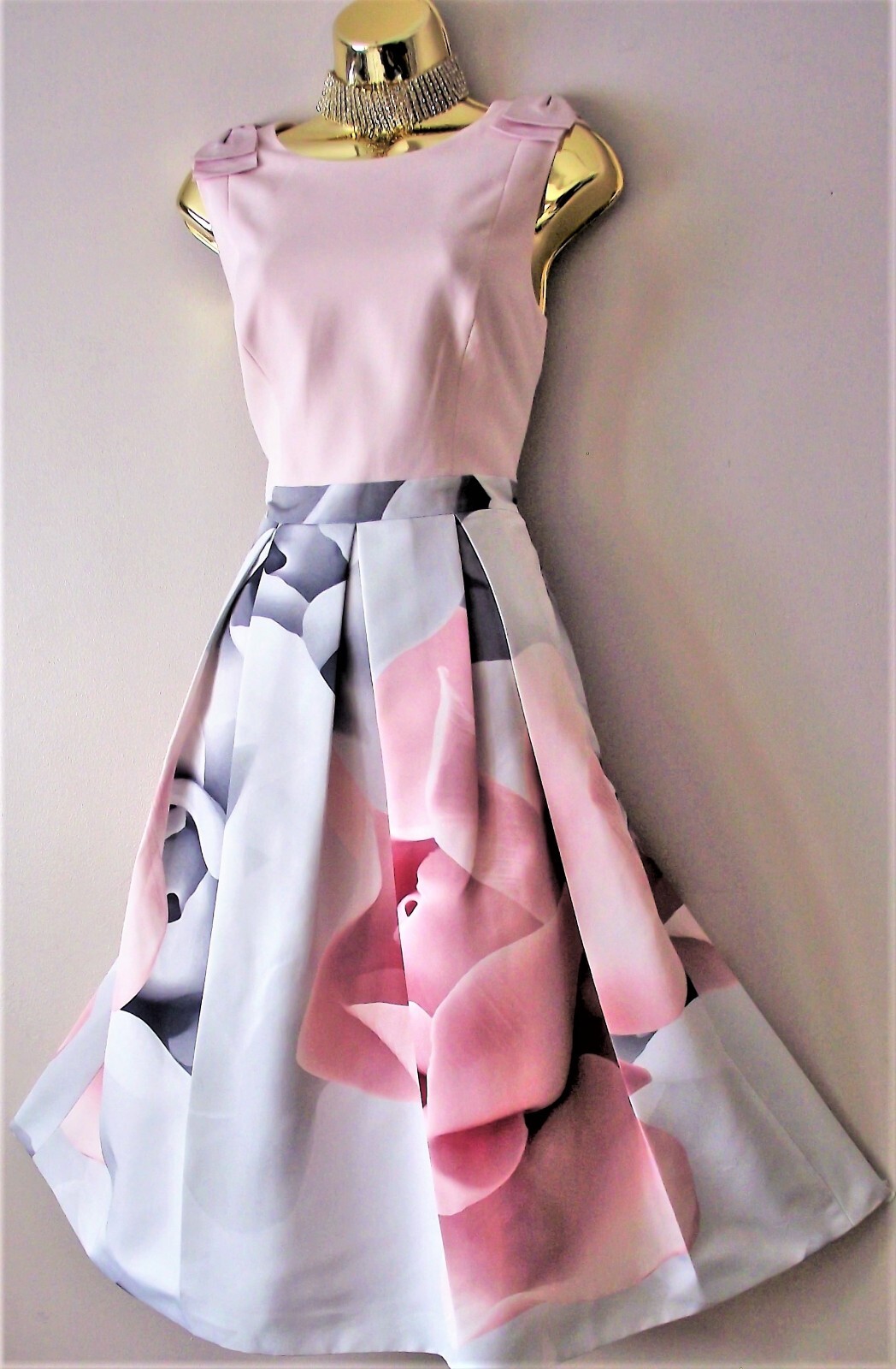 Bnwt Ted Baker Pink Riina Porcelain Rose Fit Flare Evening Dress 12 TB3*Bag Lstd