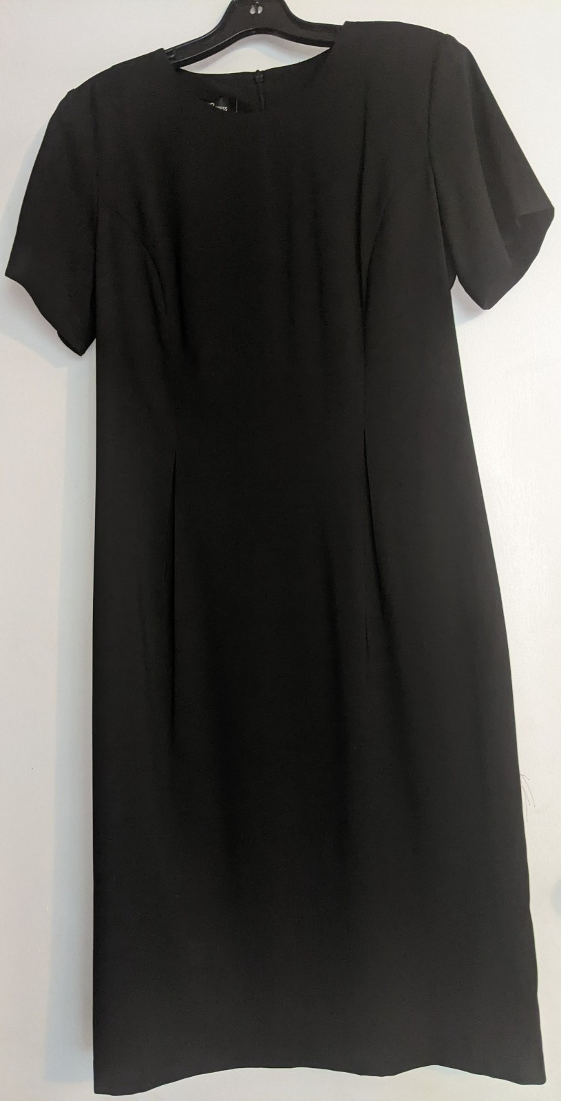 AGB Black Shift Dress Size 10 Classic Zip Back Slit Zip Mid-calf length