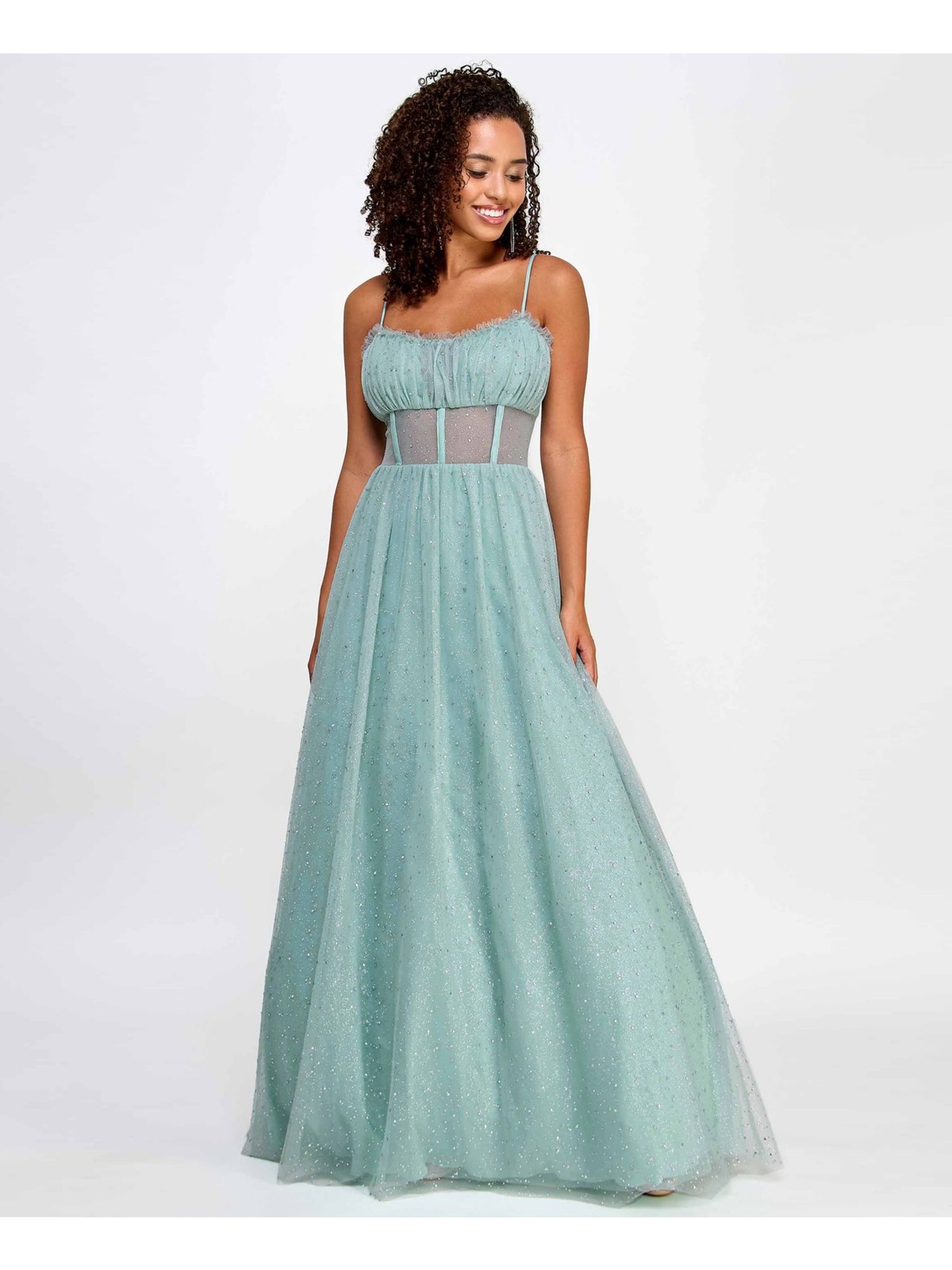 SAY YES TO THE PROM Womens Spaghetti Strap Full-Length Formal Fit + Flare Dress