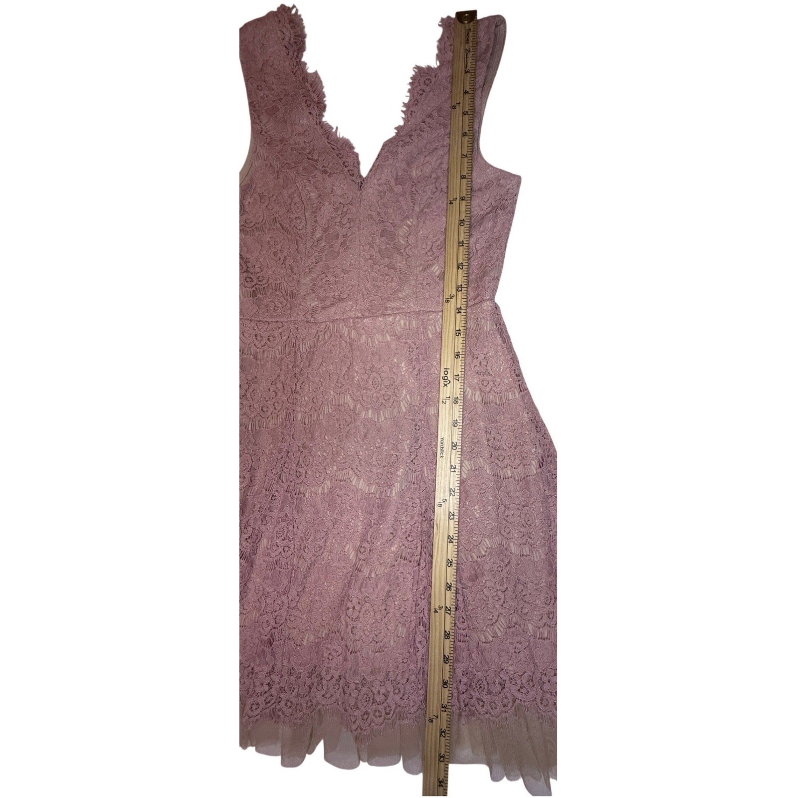 Cottagecore Trixxi Mauve Pink Lace Tulle Hem Sleeveless Cocktail Dress Size S
