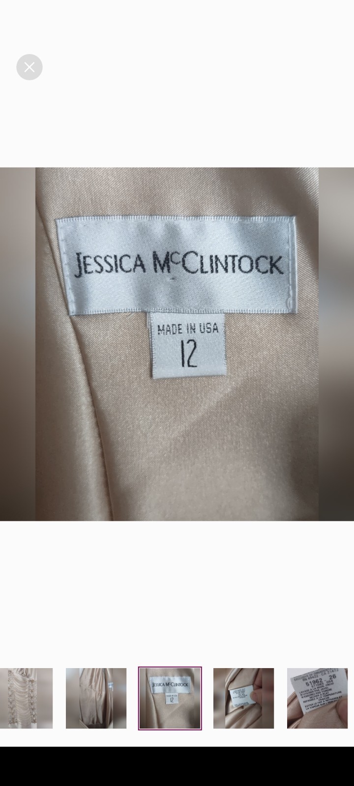 Jessica McClintock Vtg Beaded sz 12 8-10? Blush Gold Satin Dress Maxi Stunning