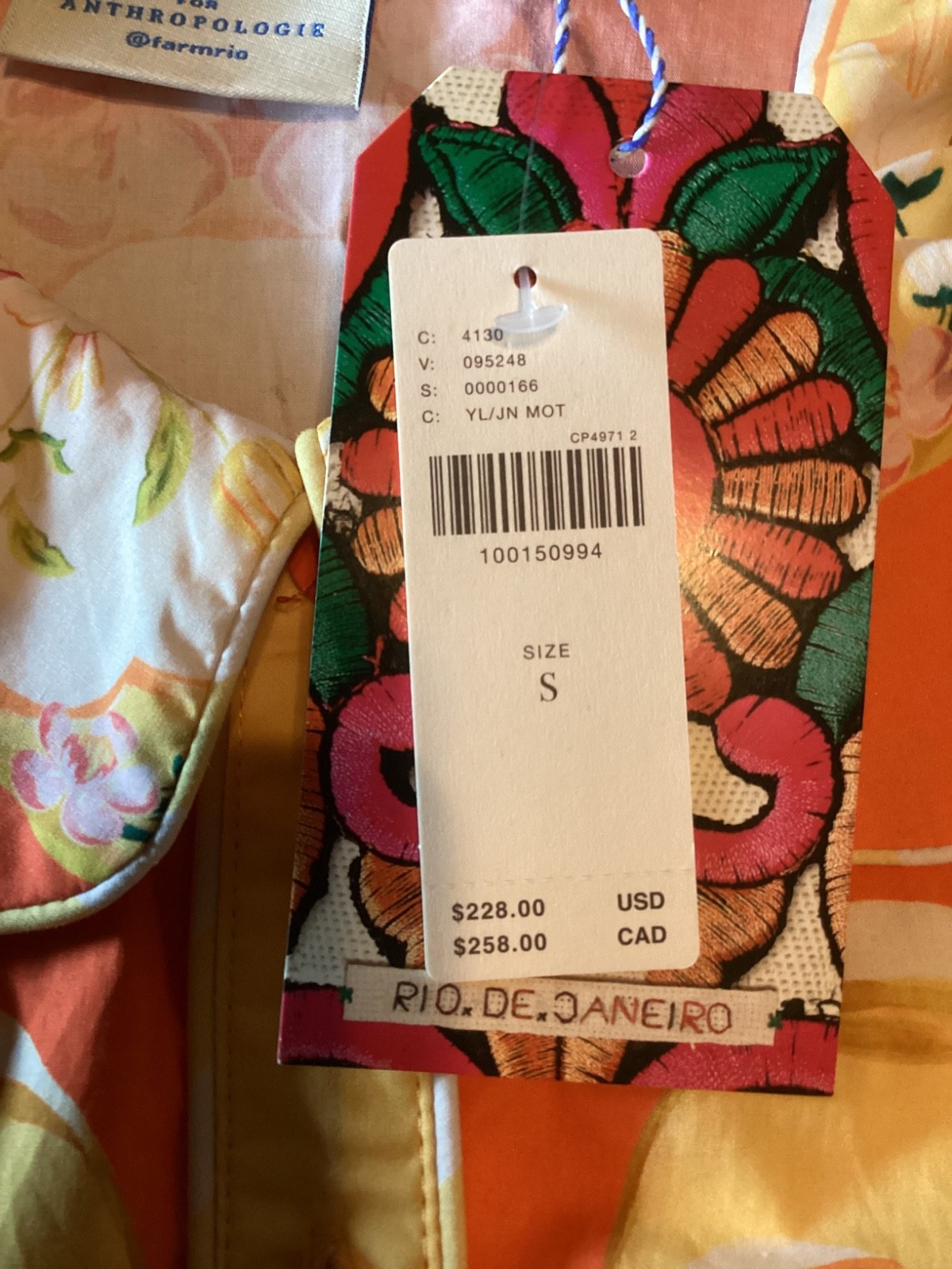 New Farm Rio Talita Floral Puff Sleeve Mini Dress Orange Button Front sz S