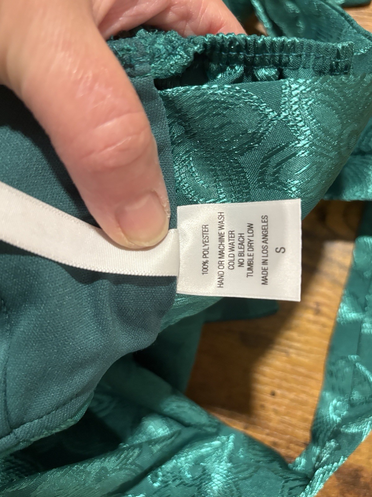 Lucy in the Sky Satin Jacquard Tie Open Back Dress in Emerald Green Sz Small