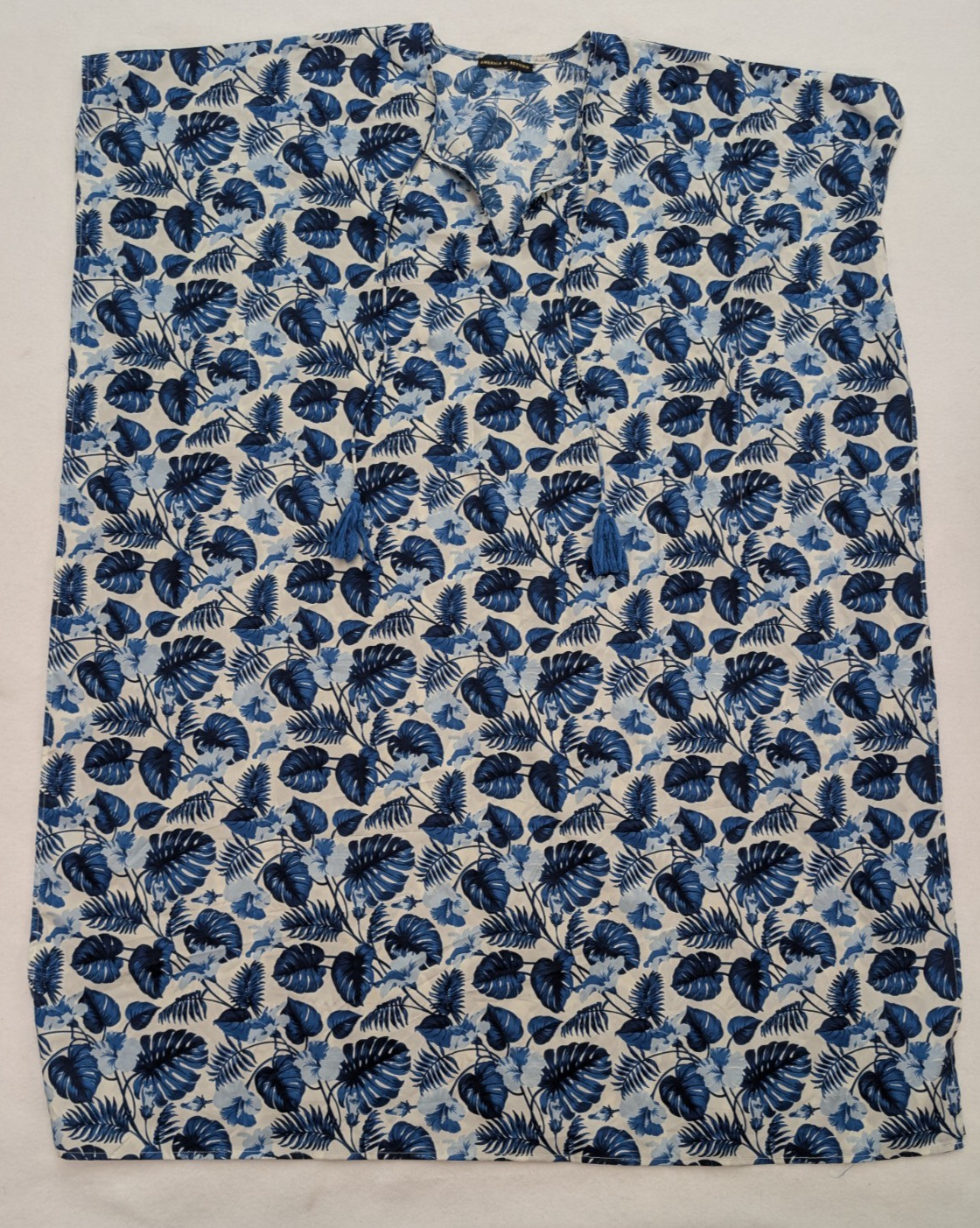 America & Beyond Women’s Maxi Dress Muu Muu Kaftan Blue Floral