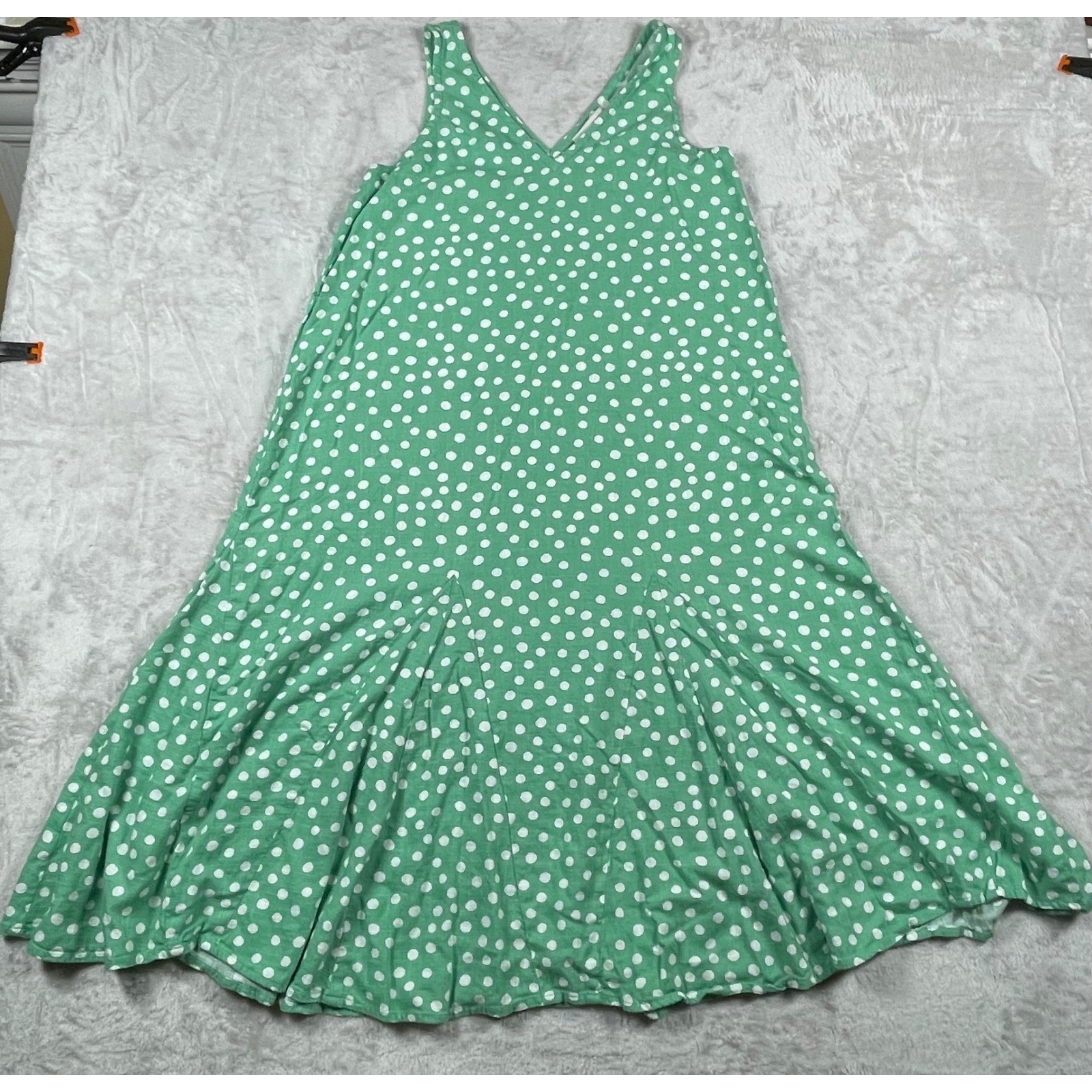 Loft Petites Green Polka Dot V-Neck Sleeveless Maxi Dress Women’s MP