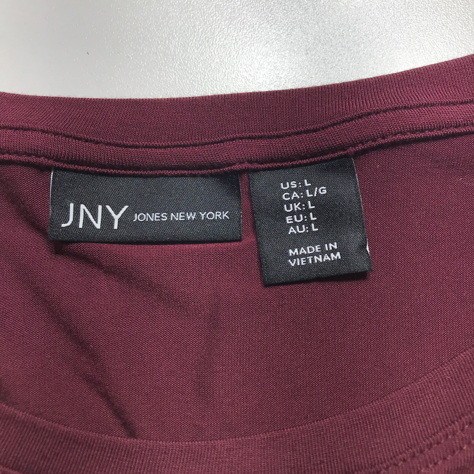 Jones New York T-Shirt Dress Size Large Lightweight Maroon Sleeve Casual Stretch