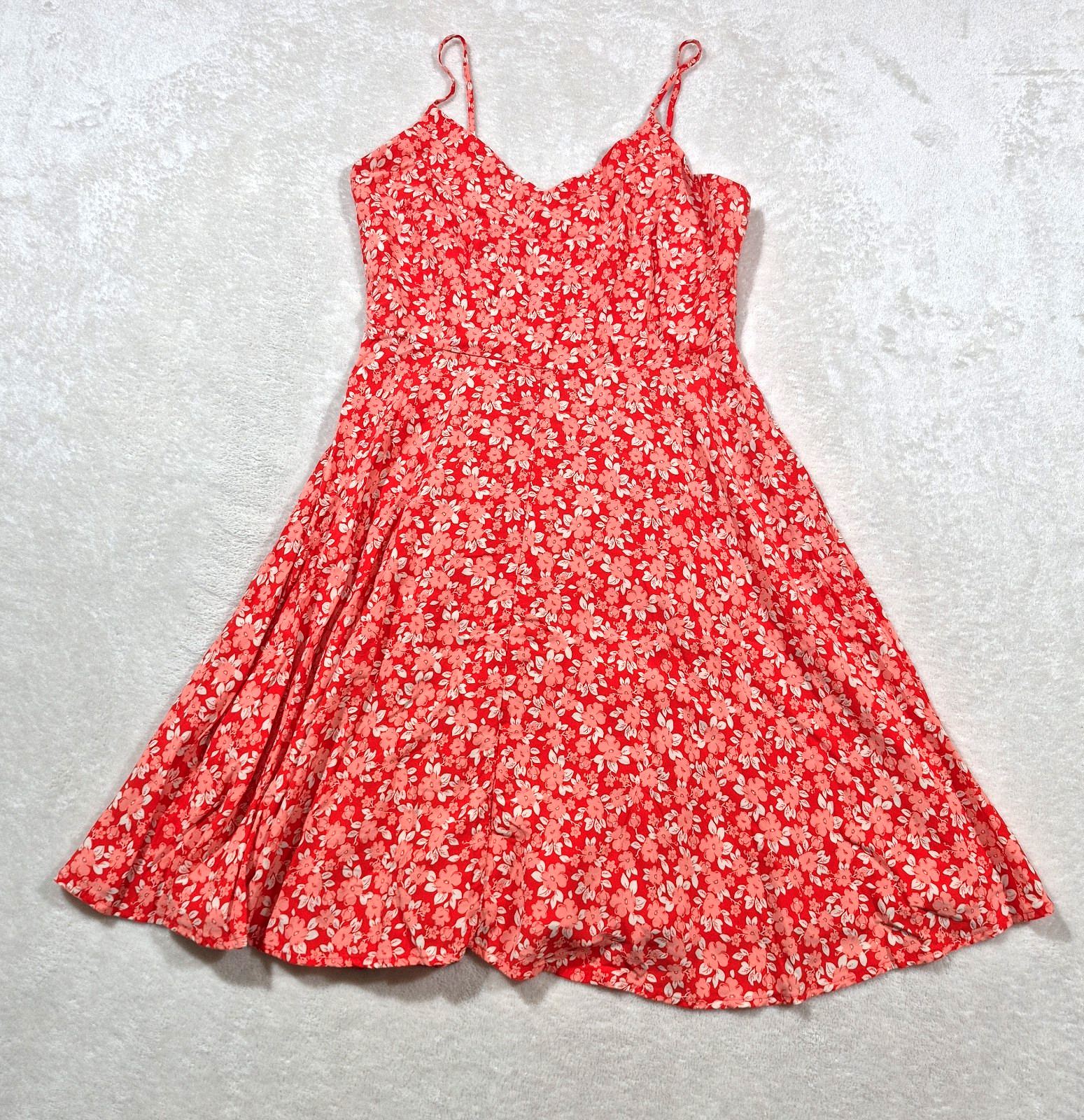 Gap Floral Sundress Women’s Small Orange White Fit & Flare Vacation Summer Boho