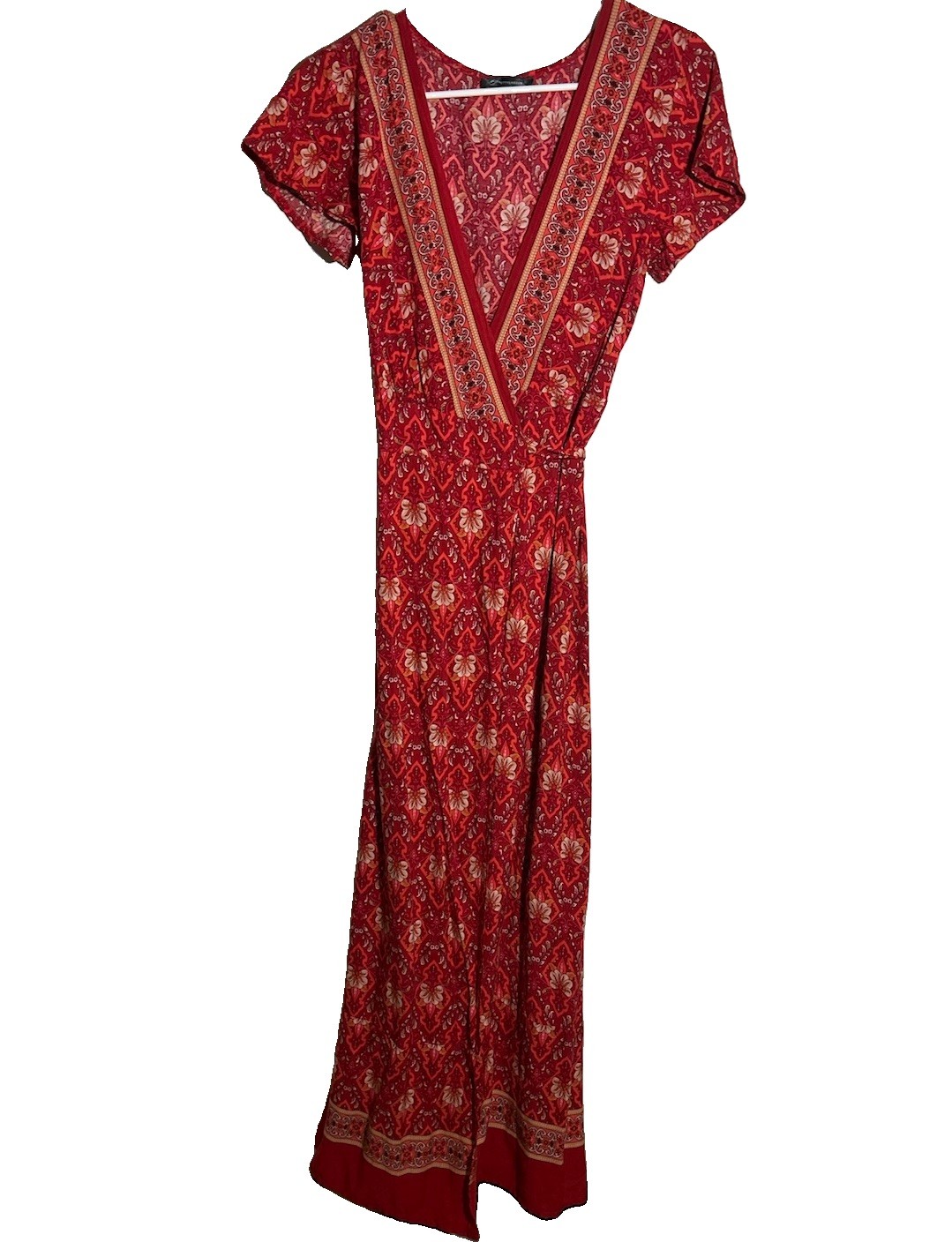 Pretty Garden Maxi Wrap Dress Border Print Small