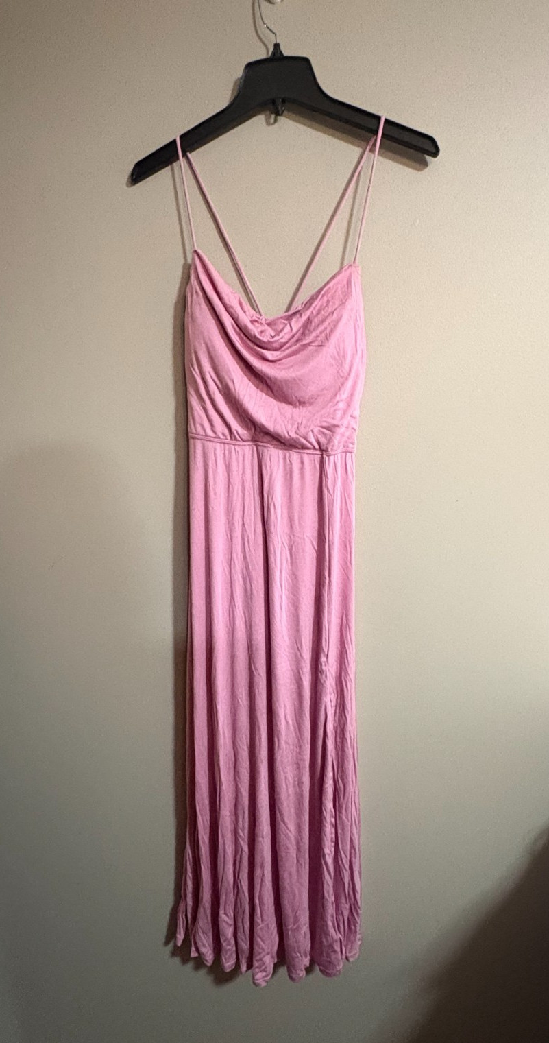 Halara Ribbed Cowl Neck Lace Up Midi Dress NEW!