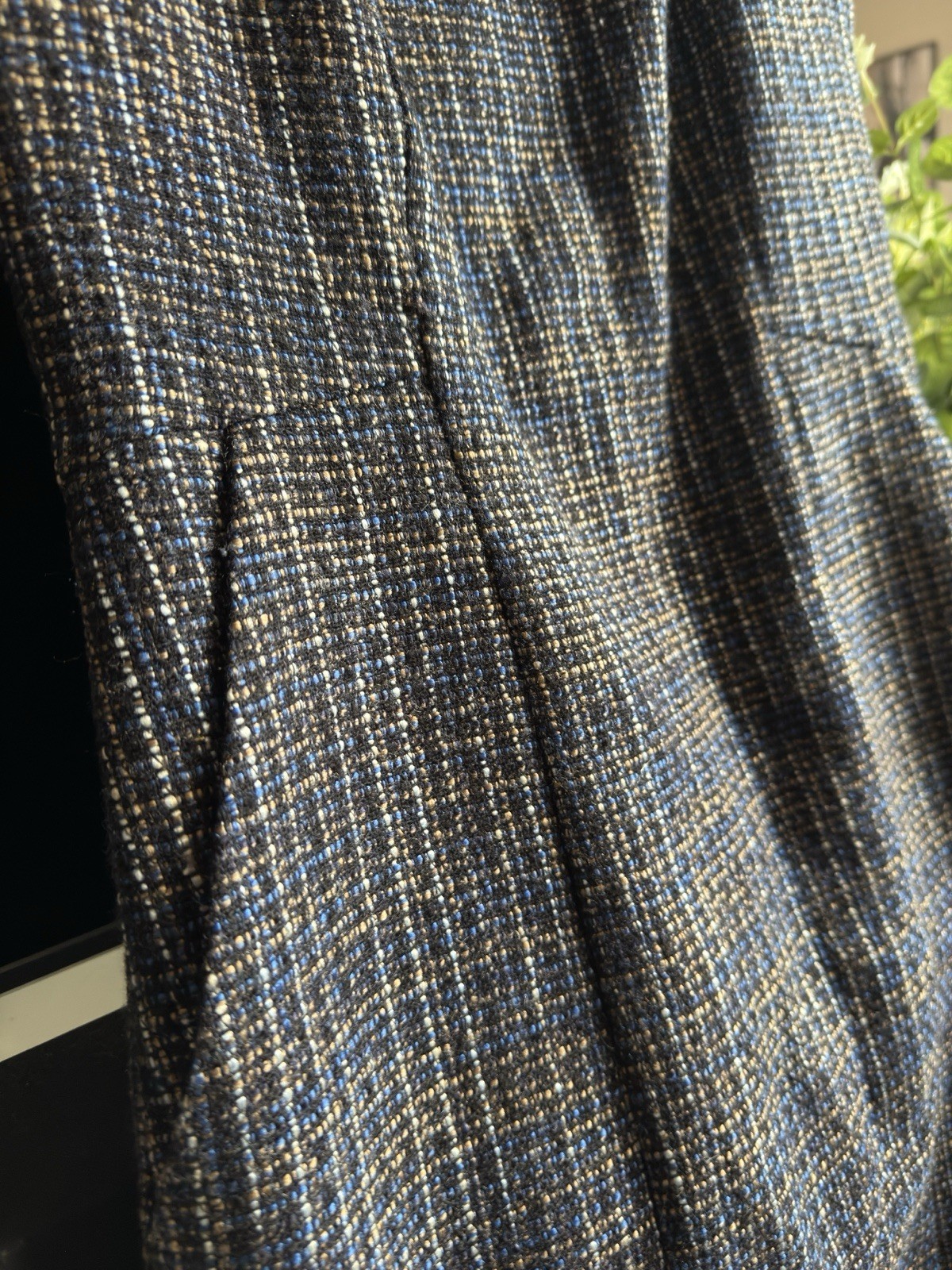 Monsoon UK 10 Blue & Black Tweed Bouclé Dress – Sleeveless Smart Work Office