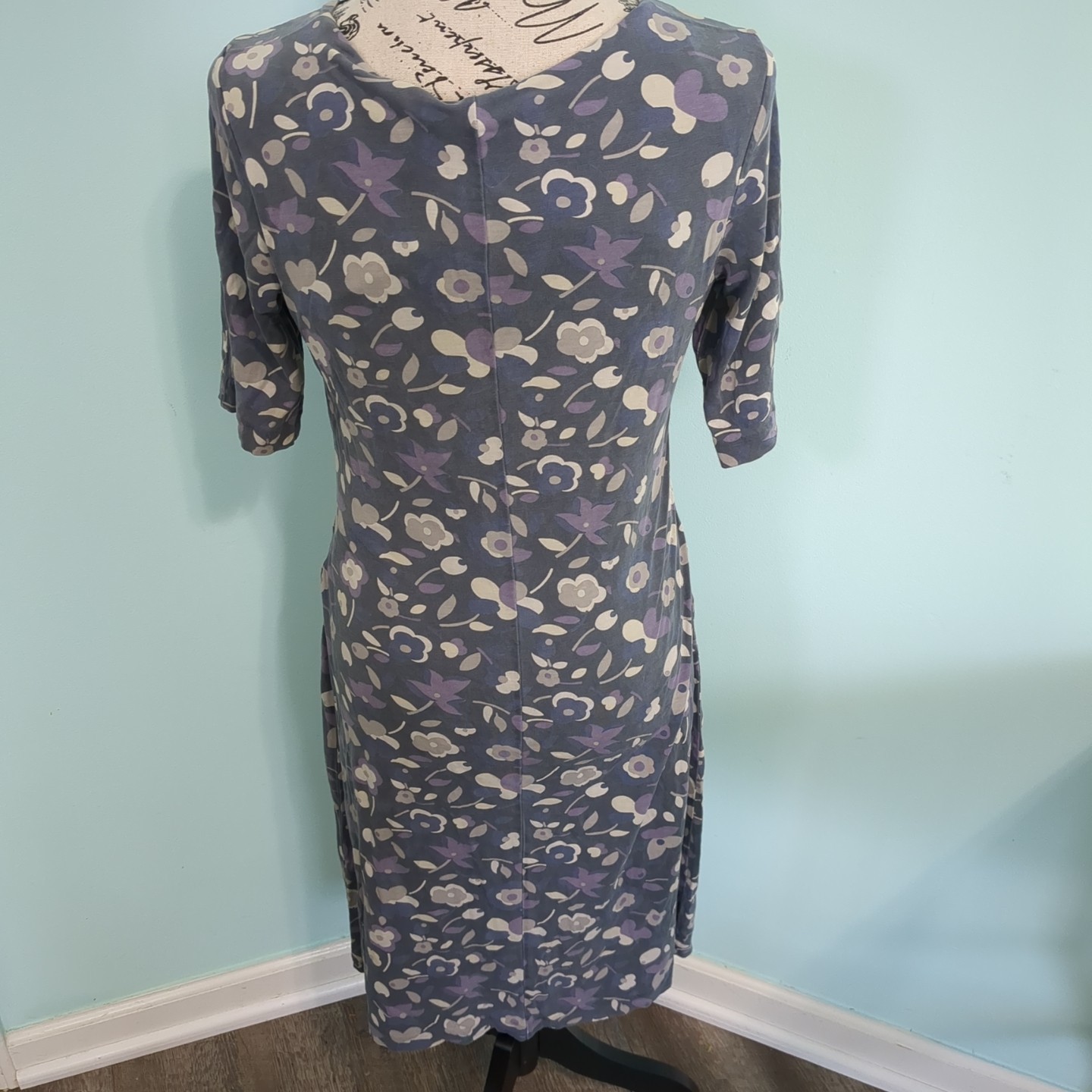 Boden Womens Floral Midi Dress Short Sleeve Stretch V-Neck 100% Lyocell US 8 r