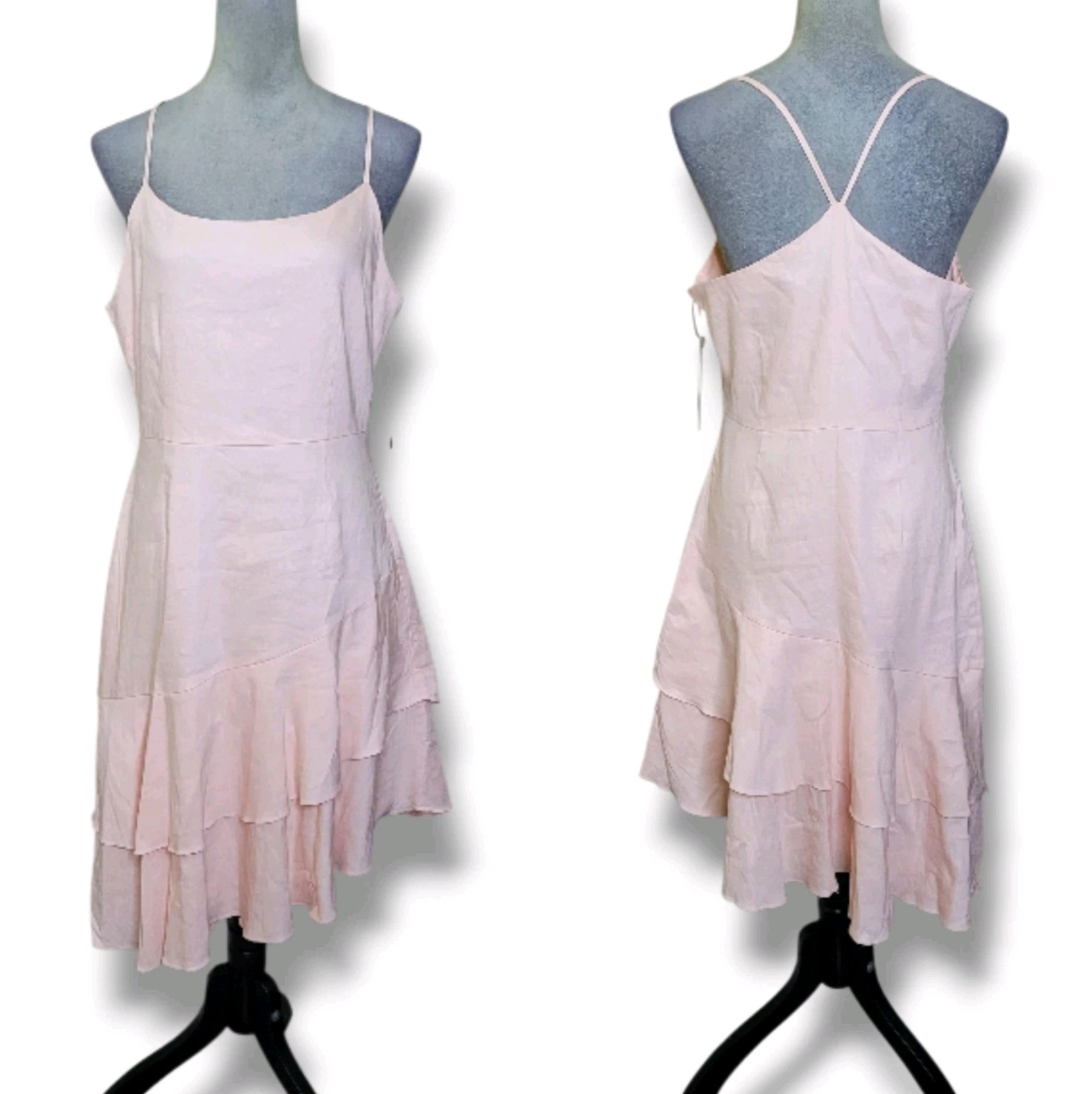Antonio Melani Sleeveless Linen Asymmetrical Ruffle Christine Dress NWT Size 8