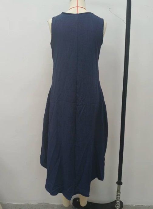 Women Sleeveless High Low Hem Loose Vacation Swing Sundress
