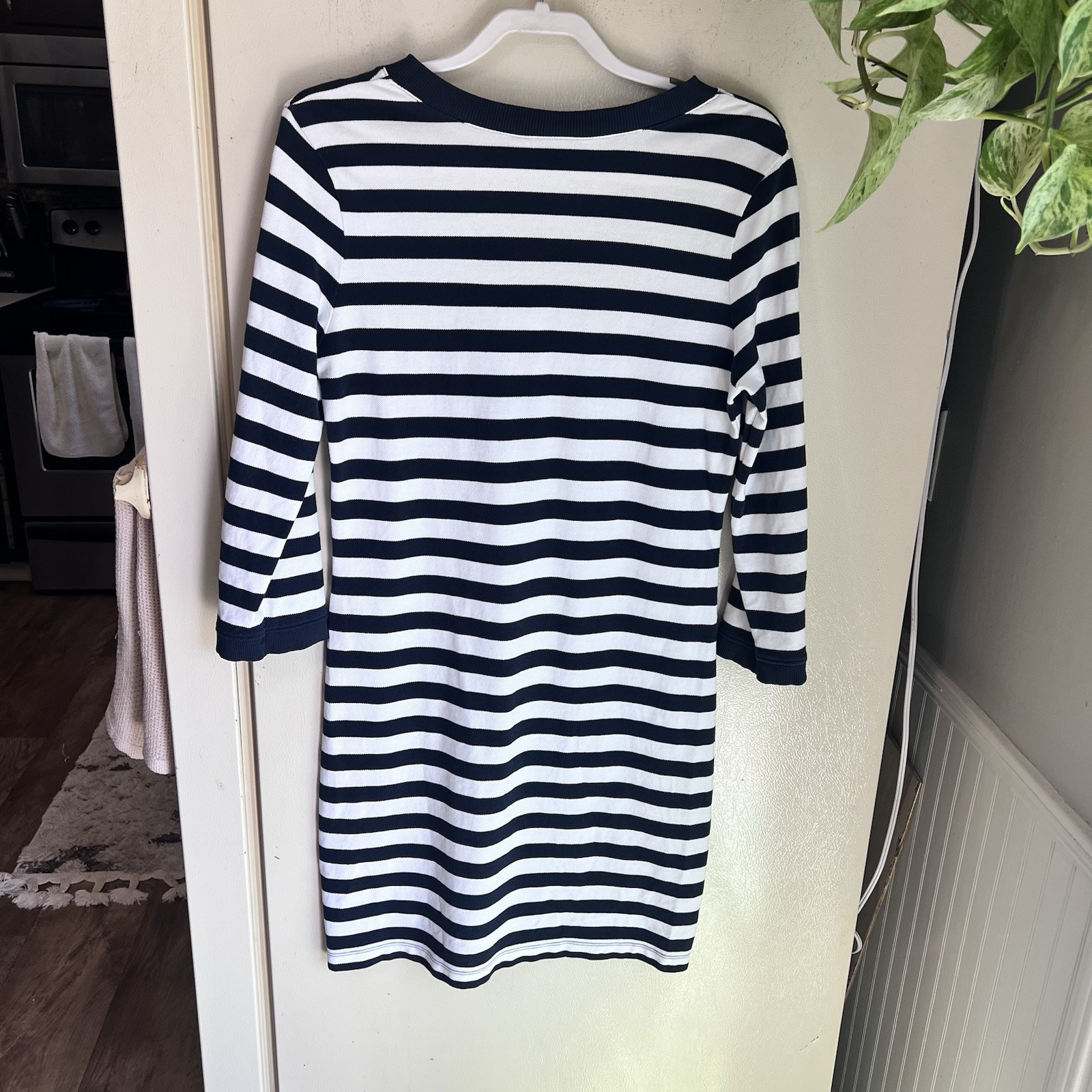 Brooks Brothers Nautical Navy Striped Shift Dress Women Size M- Coastal Preppy