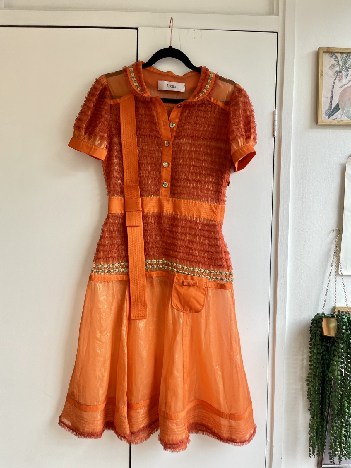 LUELLA BARTLEY SPRING/SUMMER 2009 READY-TO-WEAR ARCHIVAL ORANGE SILK DRESS UK 8
