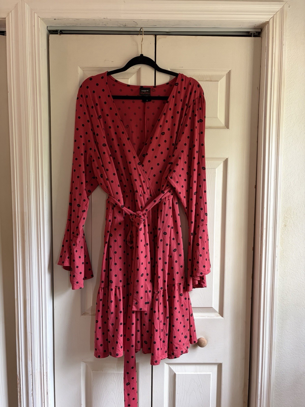 Torrid Size 3 Marylyn Monroe Collection Red/Black Polka Dot Long Sleeve Dress