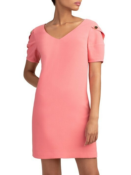 Trina Turk Women’s Lemonade Short Sleeve V-Neck Shift Mini Dress Ginger Size 0
