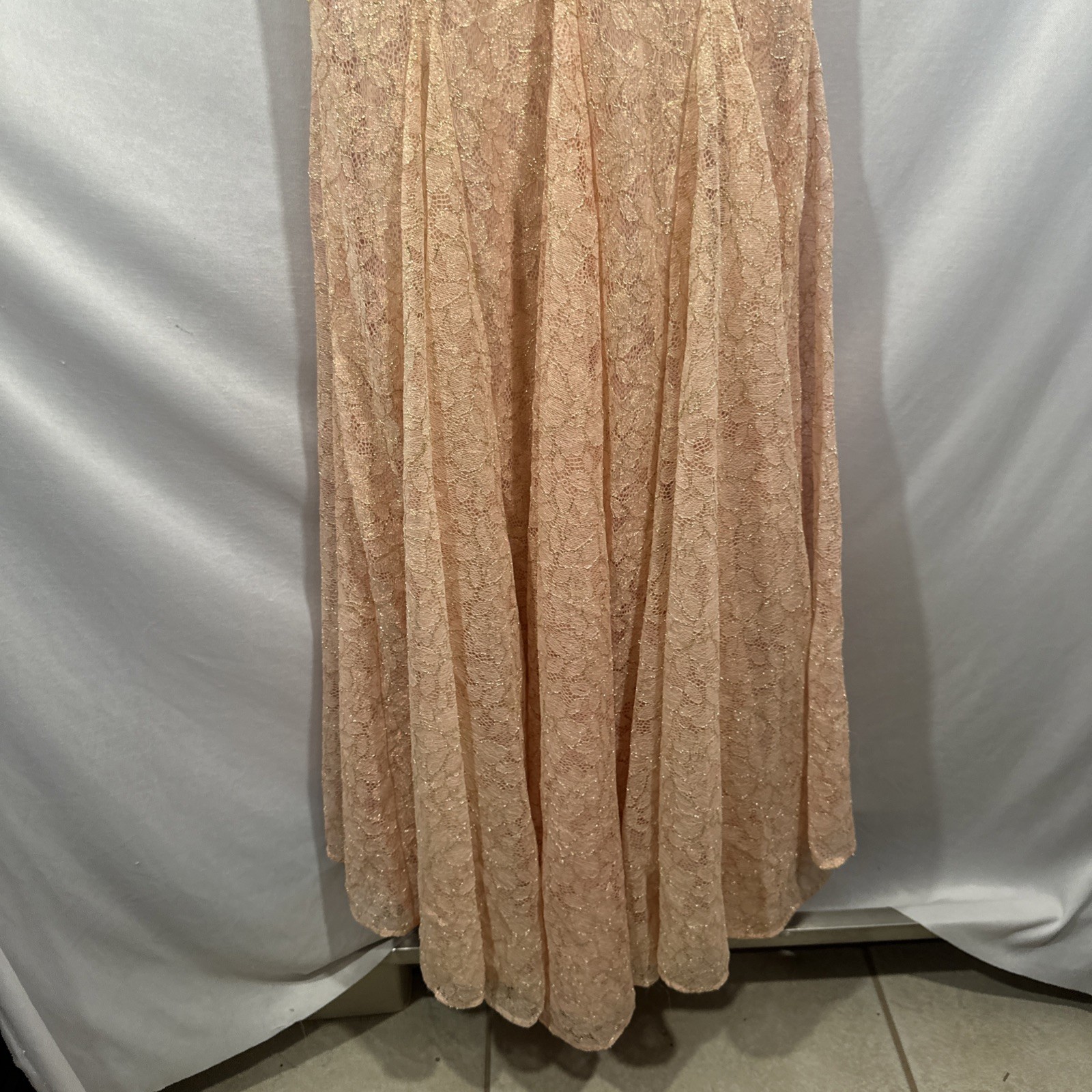 NWT Mac Duggal [ 0 ] 79341 Applique Plunge Neck Trumpet Gown in Blush Pink J1644